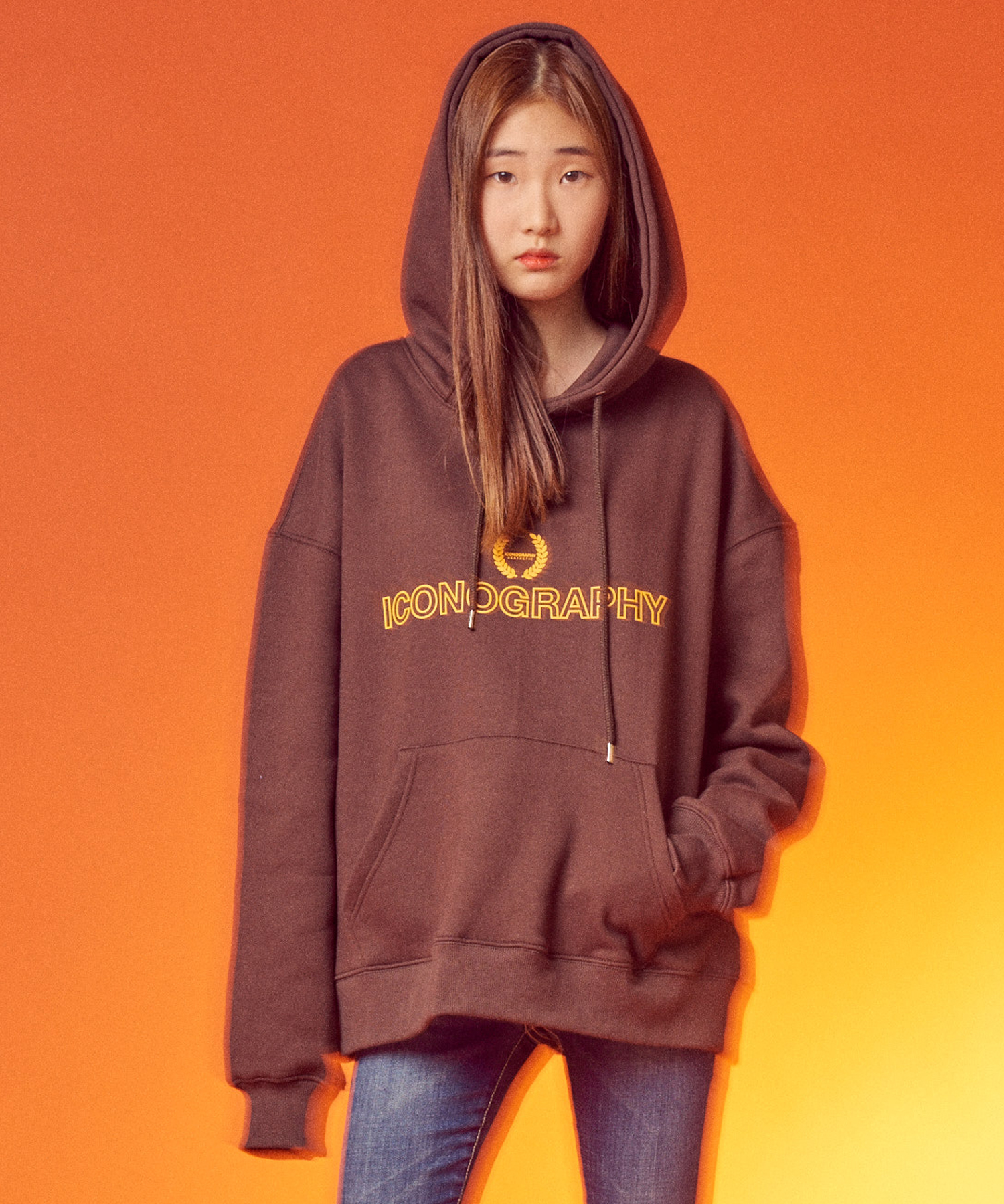CROWN 오버사이즈 기모 후드