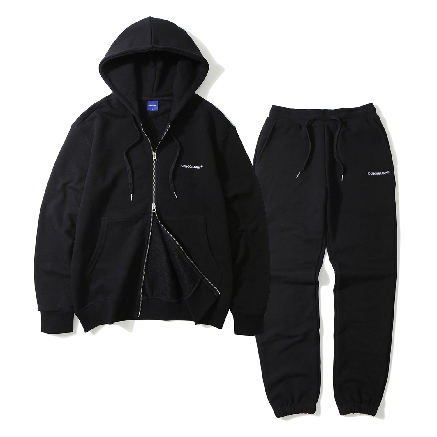 SET - Hoodie 2way Zip-up & Training jogger BK