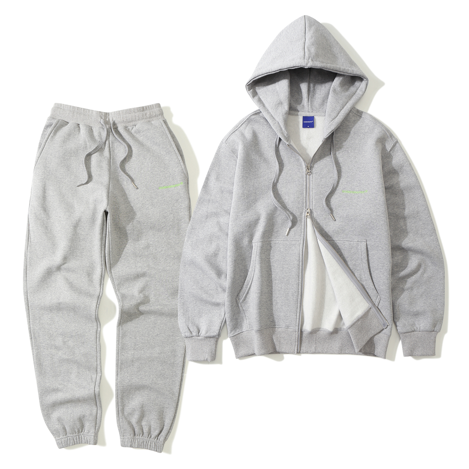 SET_기모 HOODIE 2WAY ZIP_UP & TRAINING JOGGER MEL