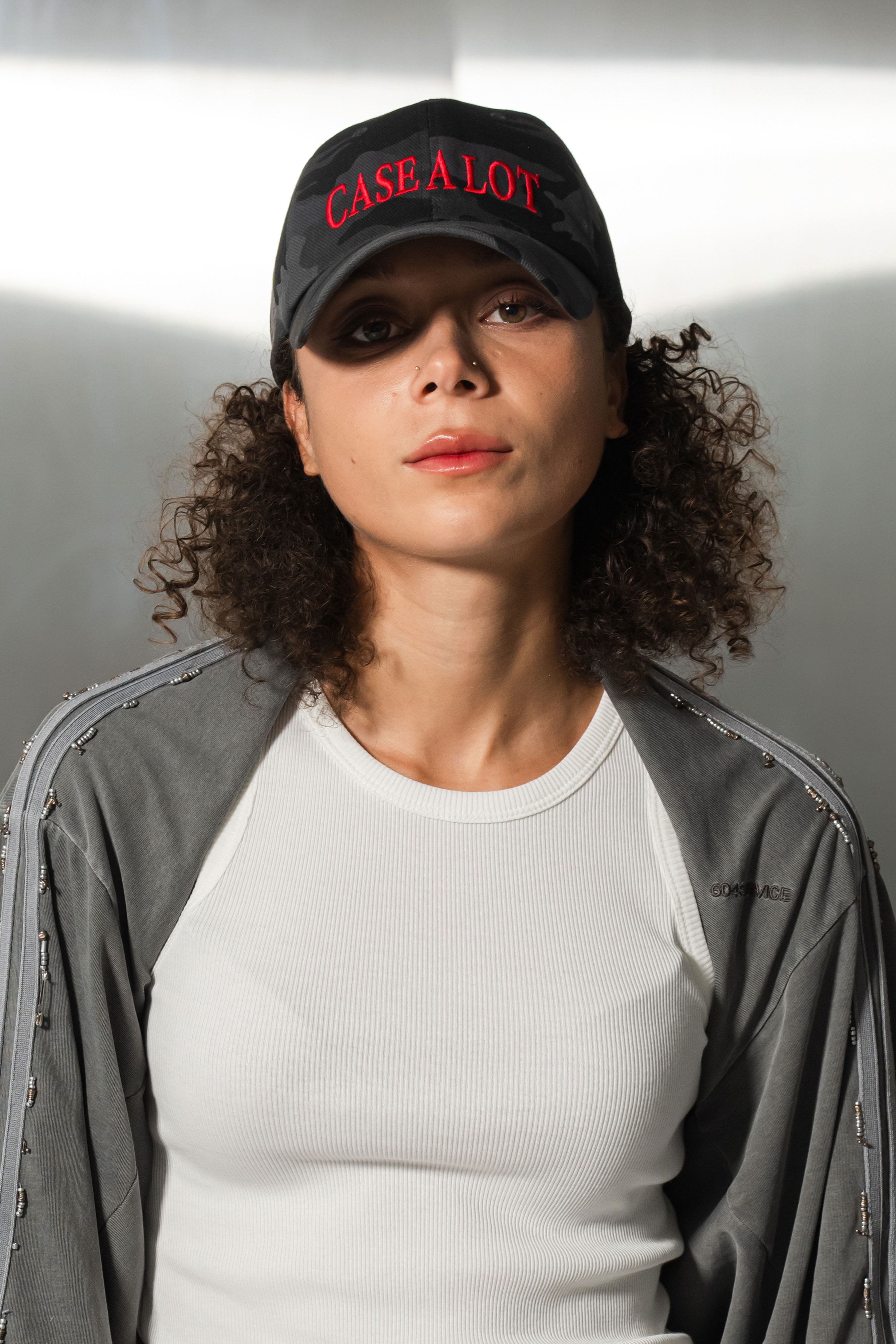 Logo camo ball cap - black