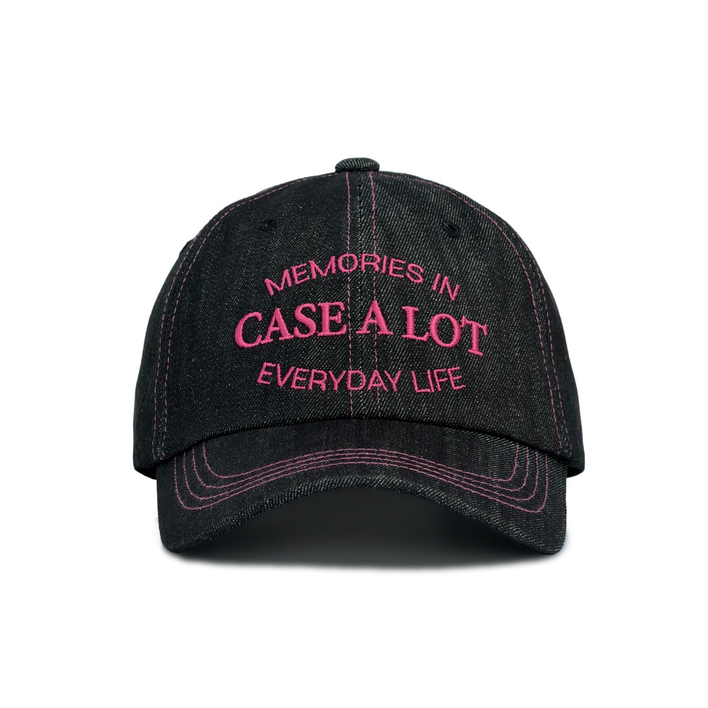 Denim stitch ball cap - black