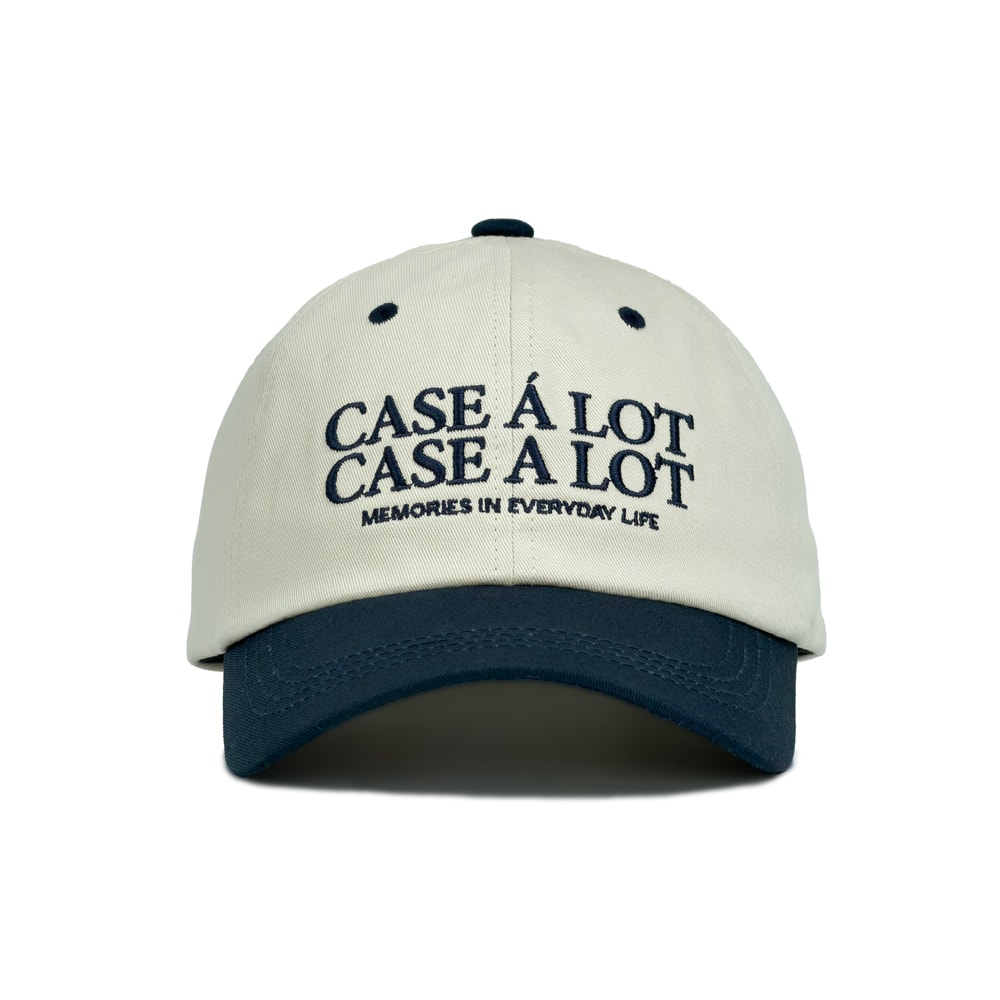 Slogon logo ball cap - beige&navy