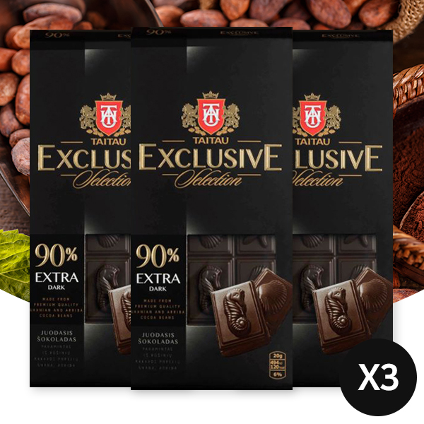 타이타우 수입 다크초콜렛 초콜릿 익스클루시브 90% 100g x 3개 간식 카카오