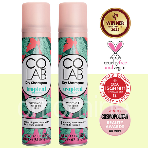 물없이 감는 1+1 드라이 샴푸 200ml 프레쉬 코랩 비건 여행 캠핑 스프레이