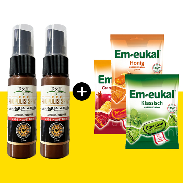호주 목보호 프로폴리스 스프레이 액상 25ml x2개+독일 엠오이칼 가당 캔디 1개