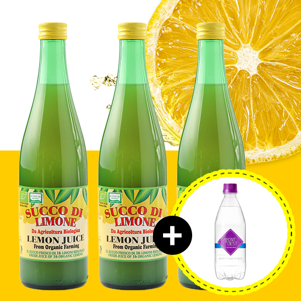 유로푸드 유기농 100% 레몬쥬스 500ml 3개 레몬즙 착즙주스 차 (탄산수 1개 드림)