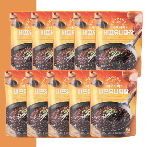 비프유니짜장 180g x10개 맛있는 간편식사 전자레인지용 간단 여행 캠핑 차오차이