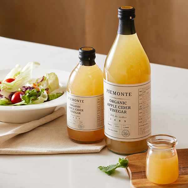 (유통기한29.6.28)피에몬테 사과 식초 초모 발효 애플사이다 비니거 500ml x2개 애사비 비네거