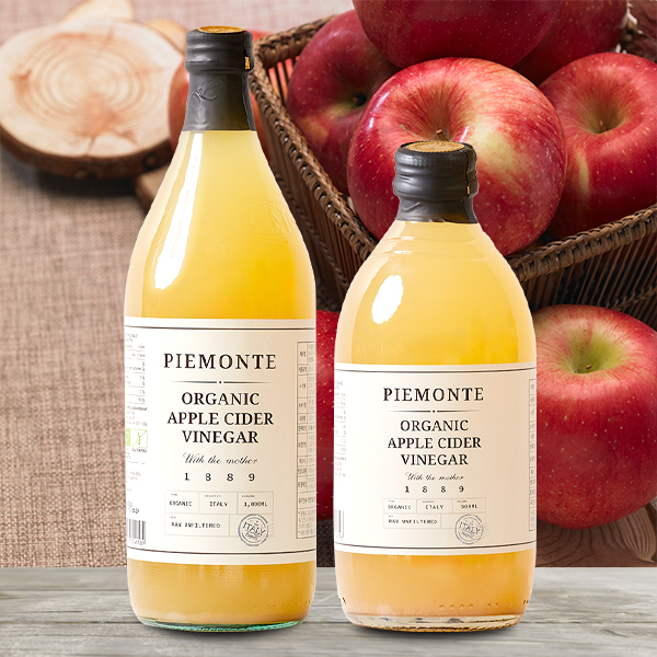 1+1 구성/ 피에몬테 유기농 사과식초 500ml+1000ml 애플사이다비니거 발효 초모 애사비