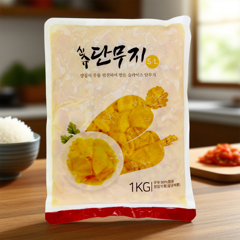 곁들임반찬 주먹밥 김밥 압축 코우 일본식 신슈 슬라이스 단무지 1kg 쫄깃 짜장면 밑반찬