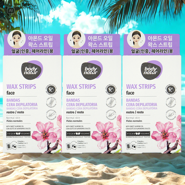 왁스 스트립 페이스 스위트 아몬드 오일 x 3개 바디네이처 인중 눈썹 수염 얼굴 셀프 왁싱 제모