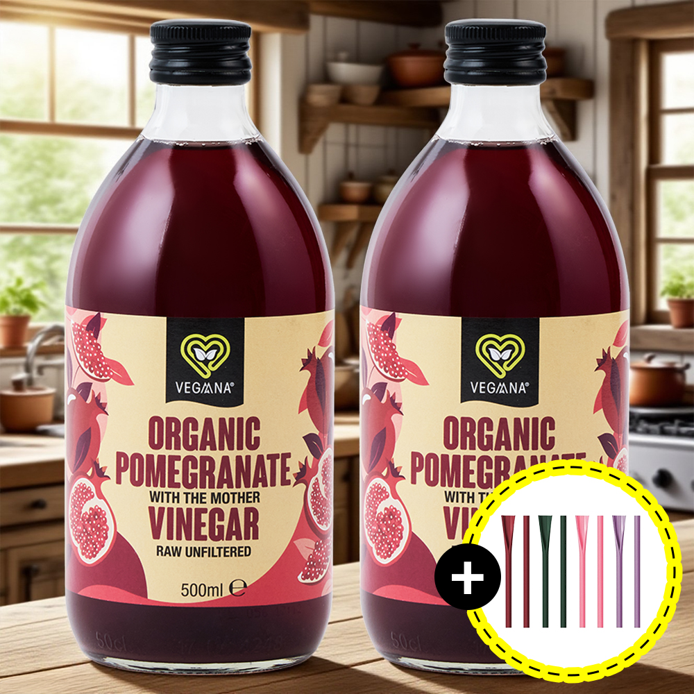 샐러드 자연발효 베가나 유기농 초모 석류 식초 500ml x2개+ 빨대 22cm 1개 드림