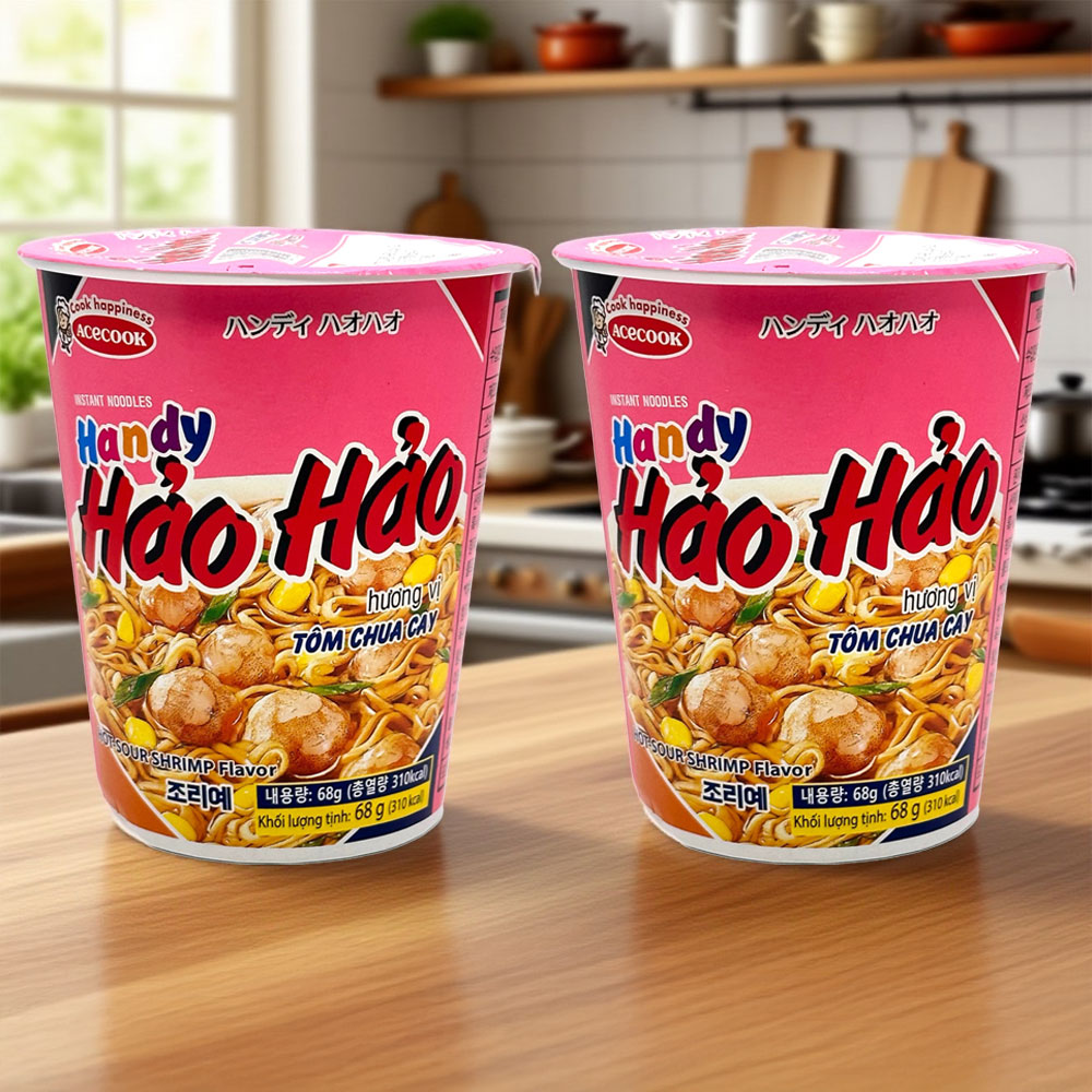 매콤 국민라면 하오하오 새우맛 핑크 컵라면 68g x2개입 HAOHAO 베트남 여행