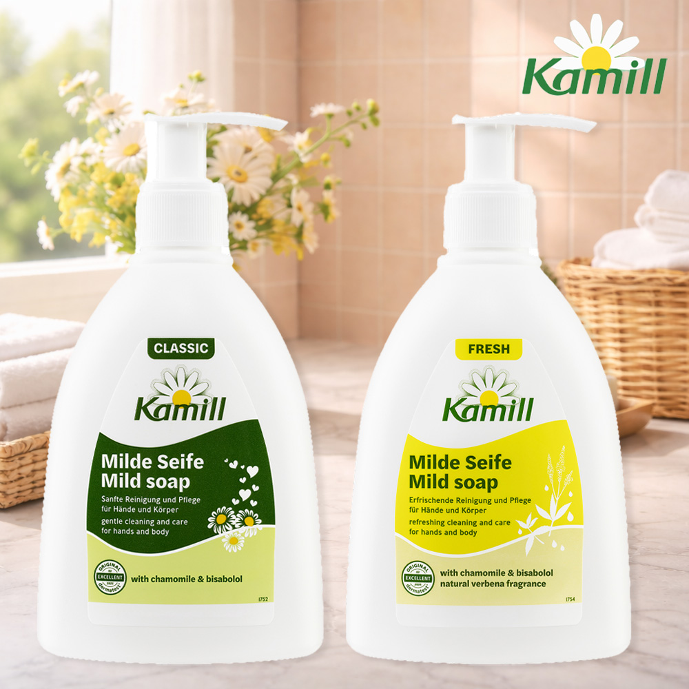 (1+1구성) Kamill 마일드솝 리퀴드 솝 프레쉬+클래식 300ml 카밀 펌프형 핸드워시 향기 보습