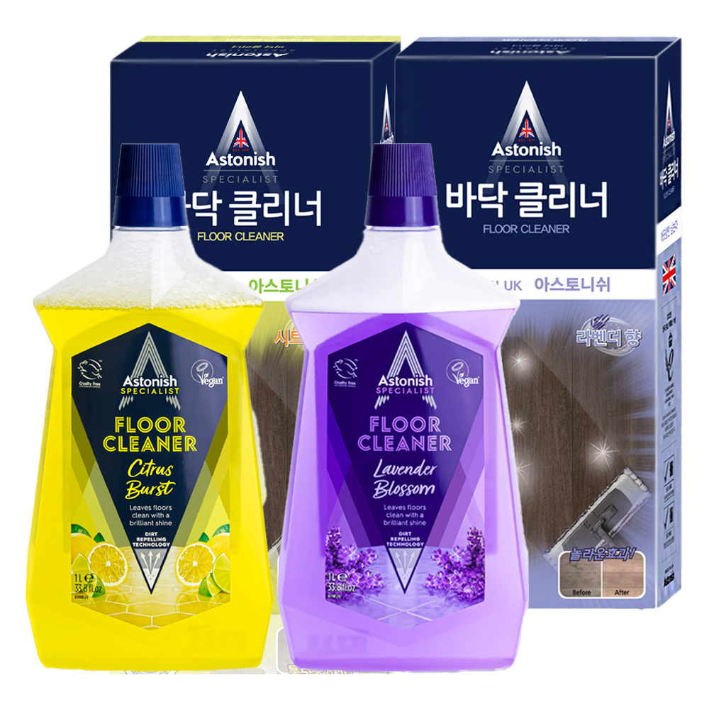 1+1구성/아스토니쉬 시트러스 버스터+라벤더 블라썸 바닥클리너 1000ml 마루 바닥 거실 세정제