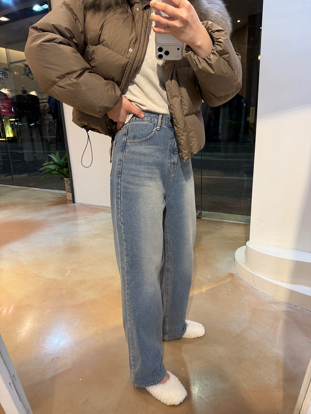 [세일] 75 일자 기모 데님 (s-xl)