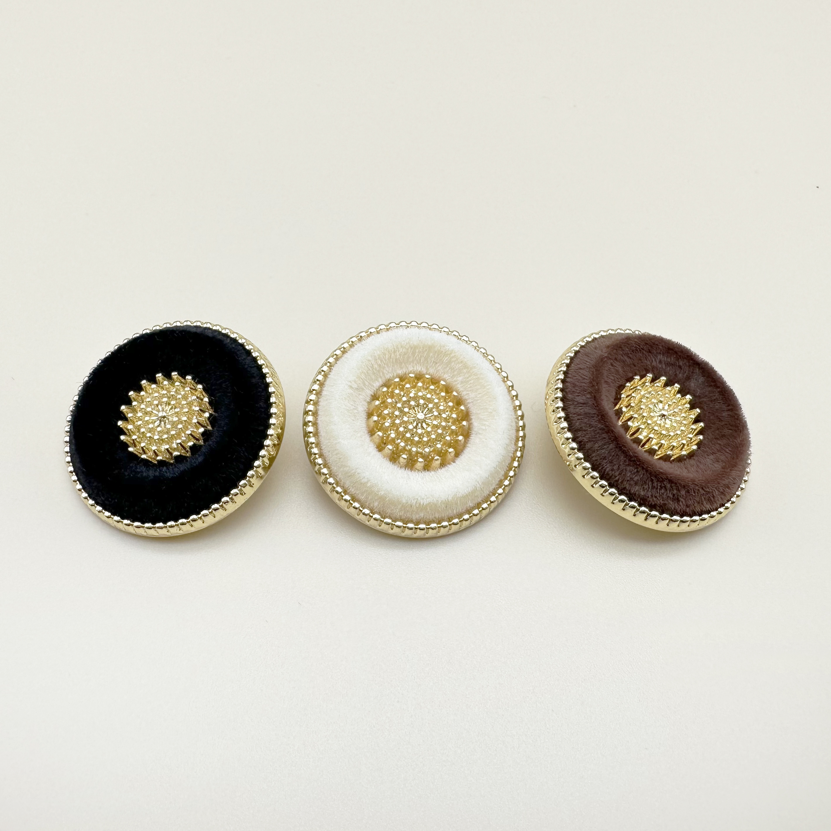 빈티지 벨벳 원형 트위드 금속 단추 17mm,22mm,24mm