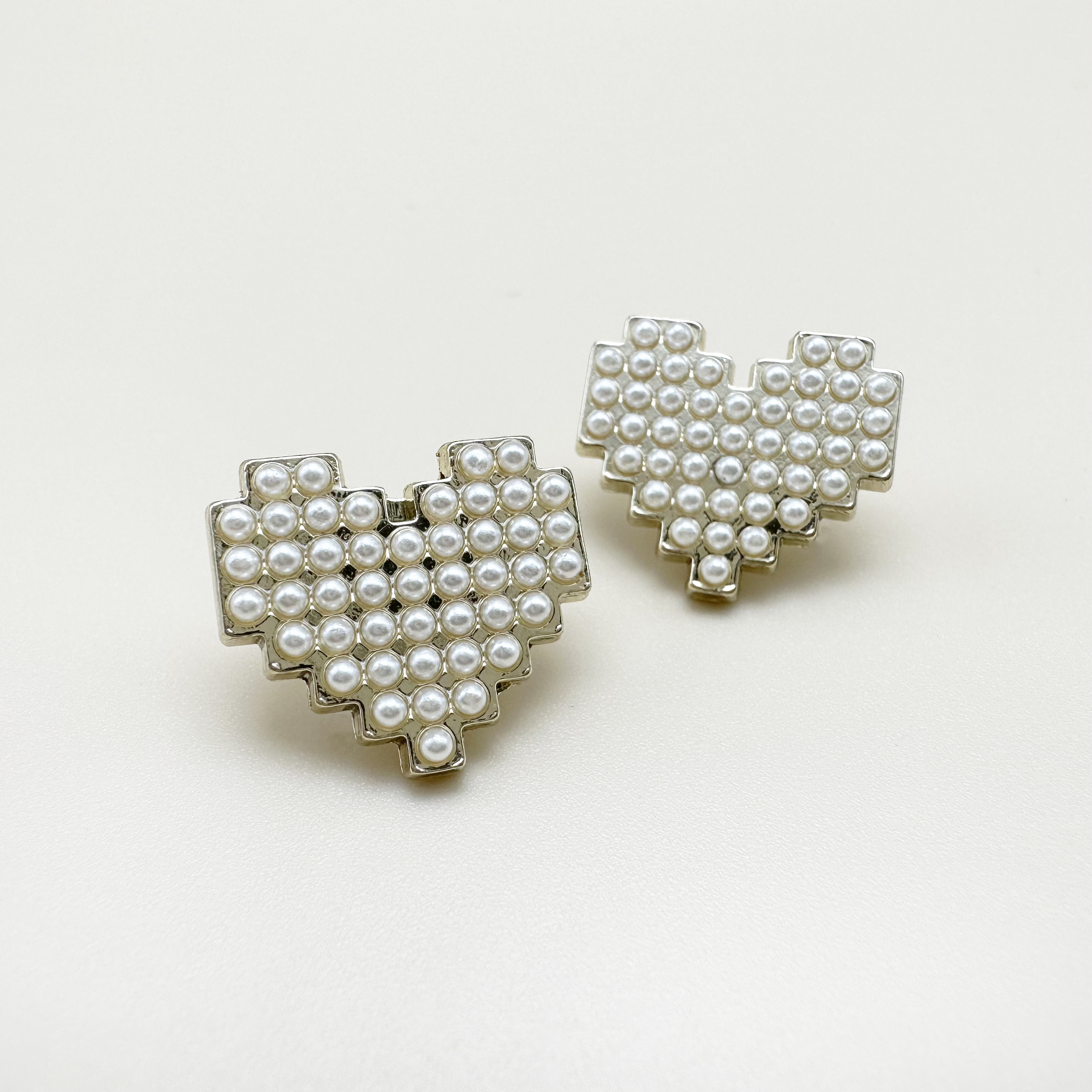 모자이크 진주 하트 메탈 금속 단추 13mm,15mm,23mm