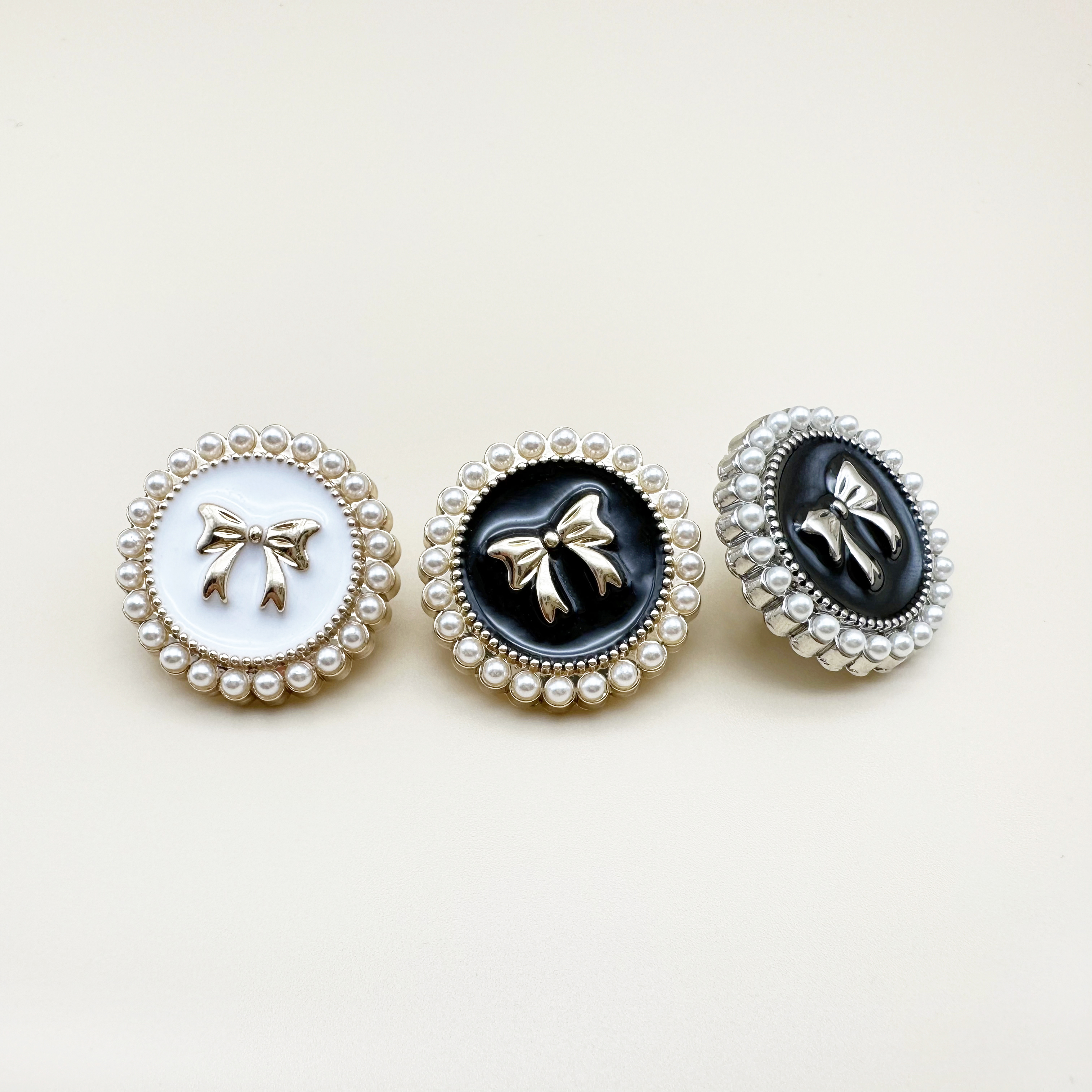 진주 리본 금속 단추 18mm,20mm,23mm