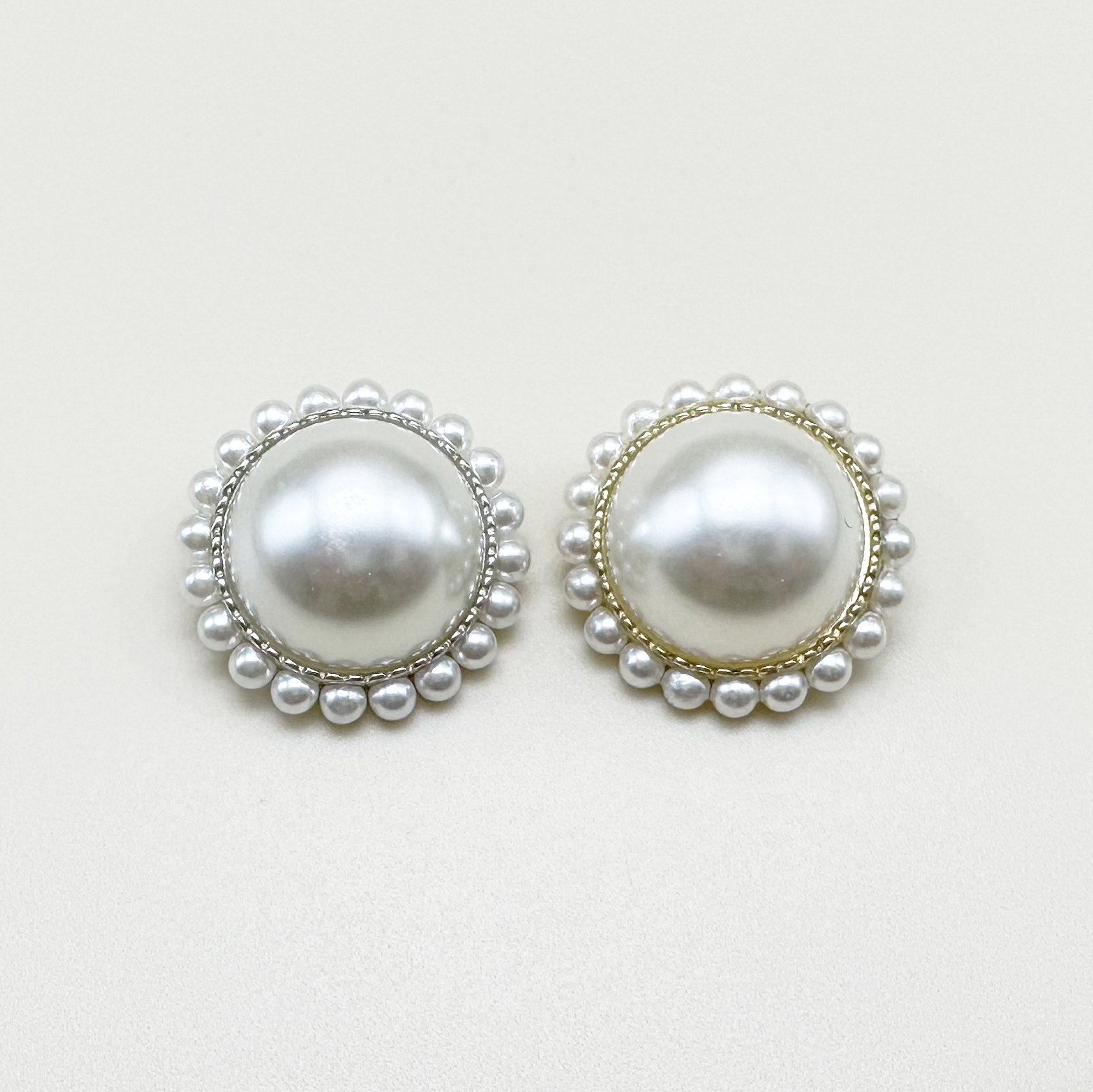 원형 고급 진주 메탈 단추 18mm, 22mm