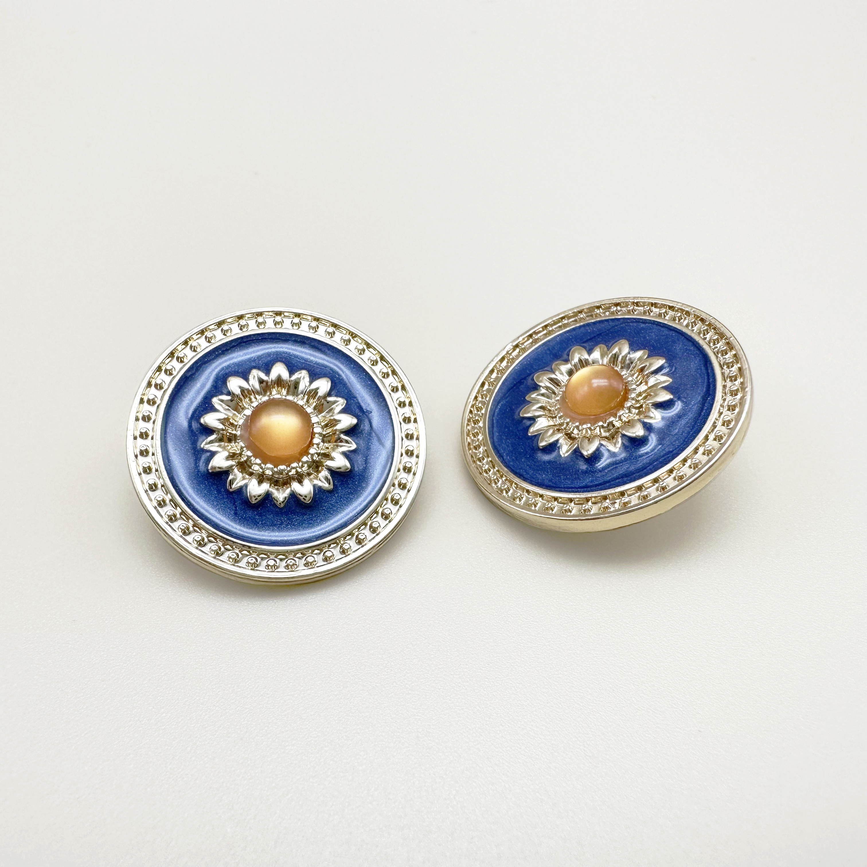 데이지 블루 원형 금속단추 20mm