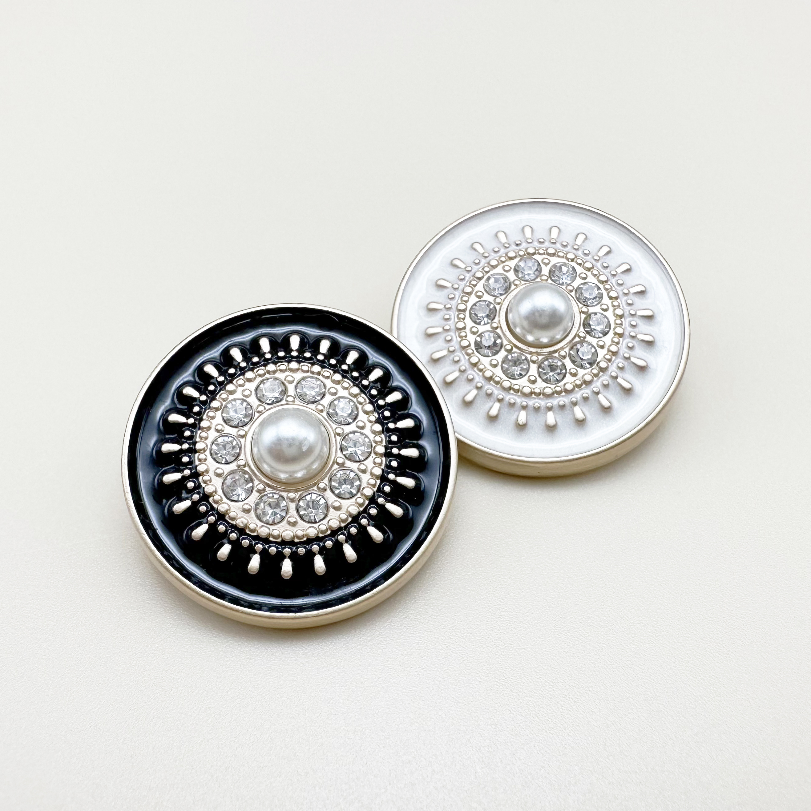 빈티지 진주 큐빅 원형 금속단추 18mm, 23mm, 25mm