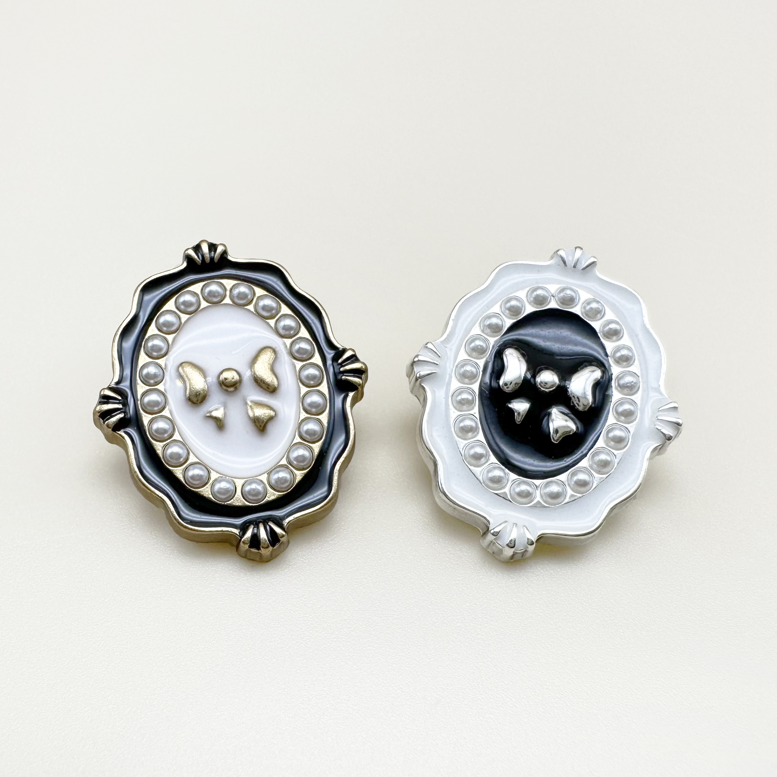 빈티지 진주 리본 엔틱 금속 단추 18mm,20mm,23mm
