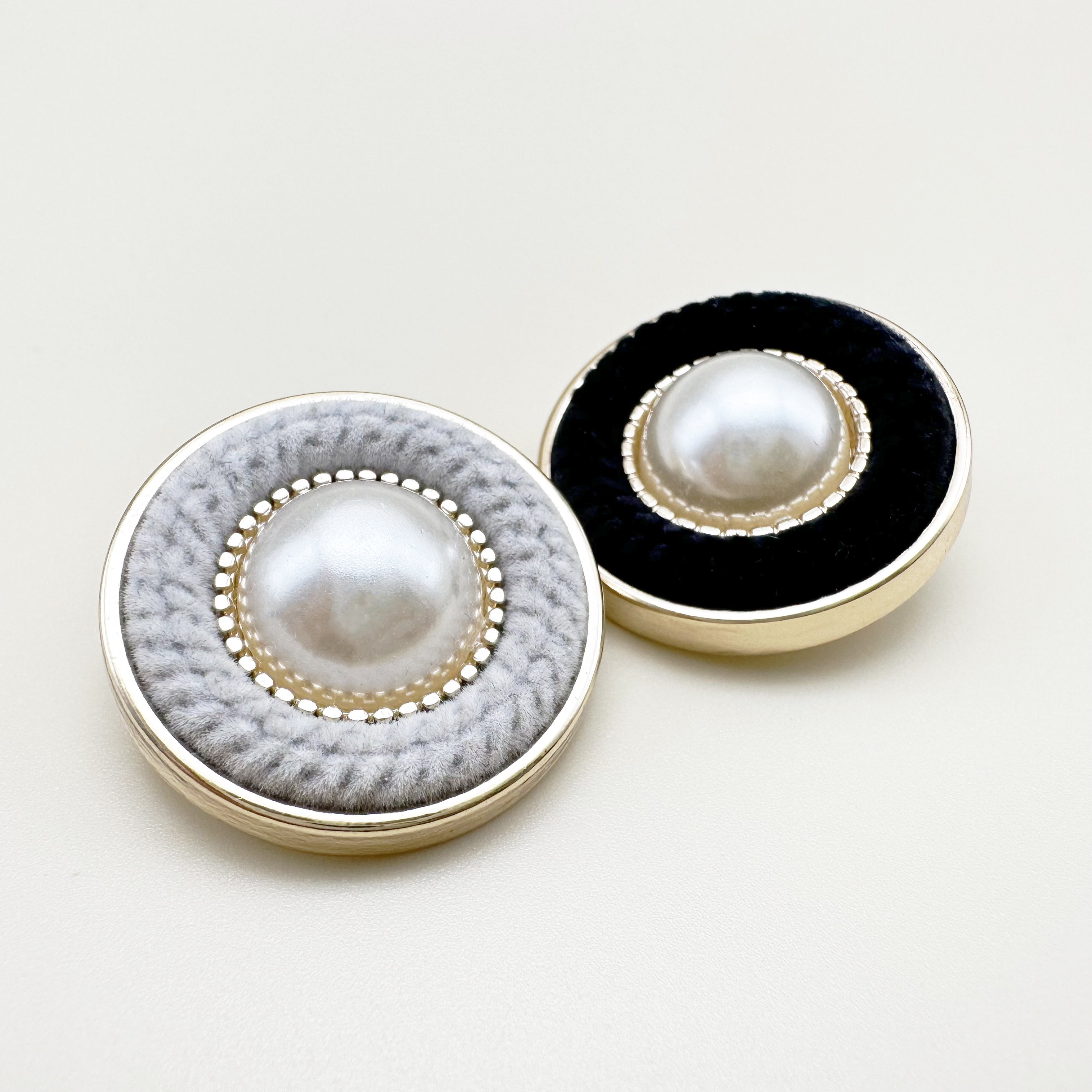 진주 벨벳 원형 금속단추18mm, 22mm, 25mm