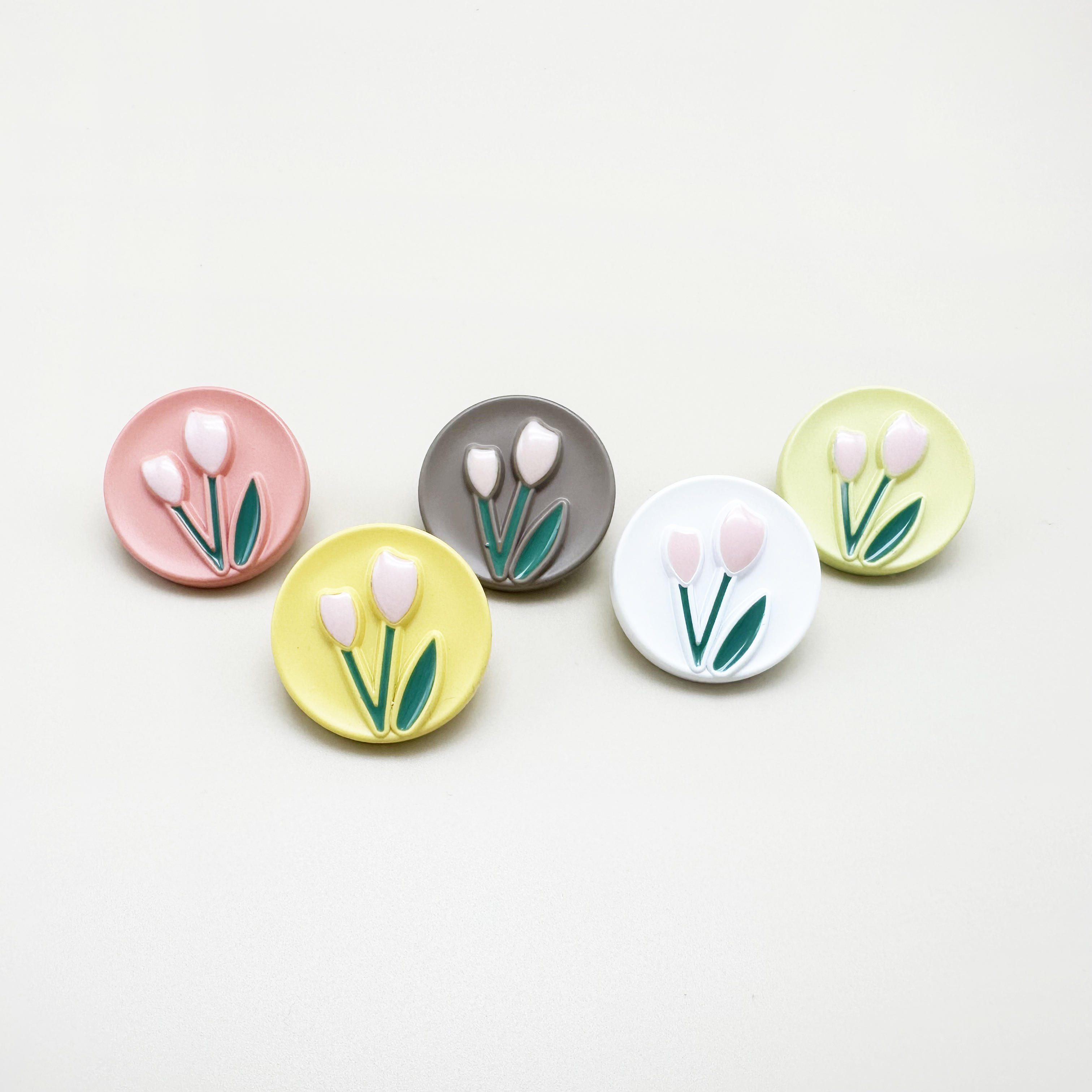 튤립 꽃 레진 원형 단추 18mm,21mm,25mm
