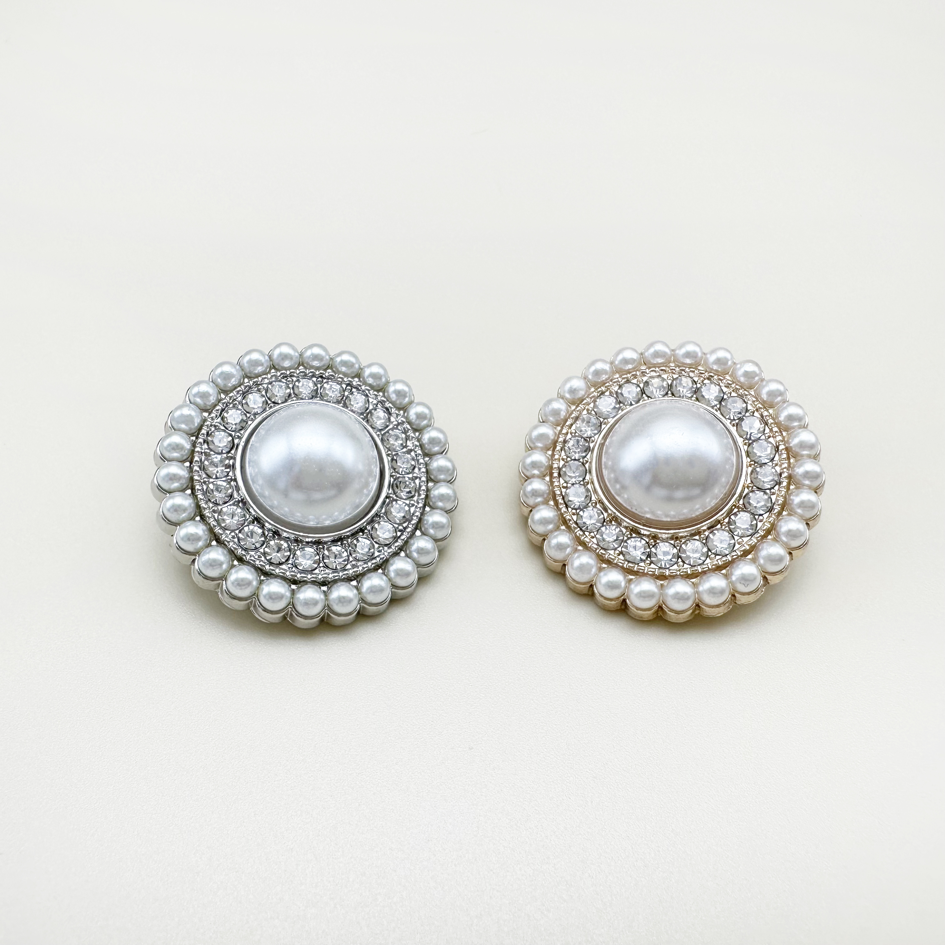 진주 보석 금속 원형 단추 15mm,18mm,20mm,23mm,25mm