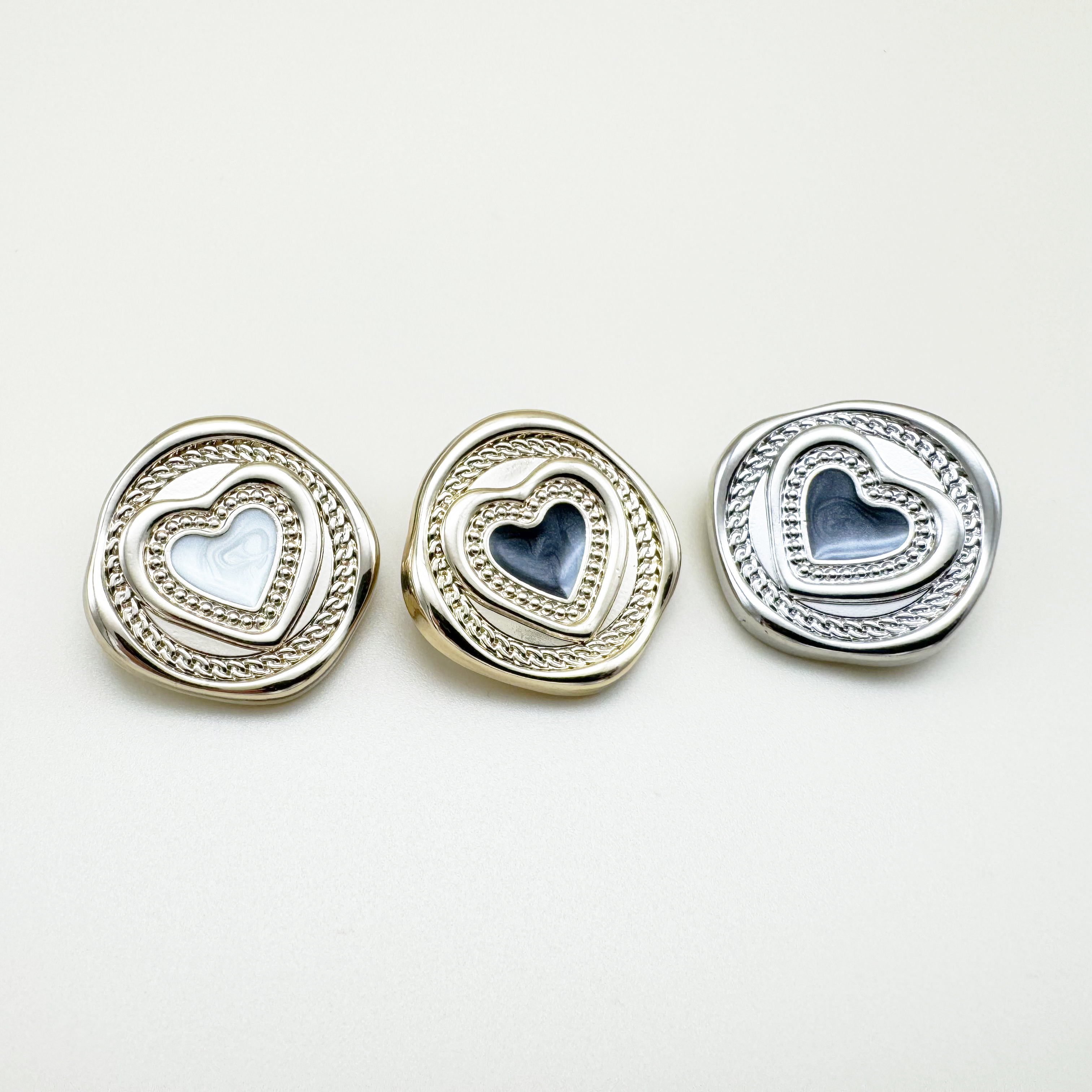 하트 불규칙 금속 단추 15mm,18mm,20mm,23mm
