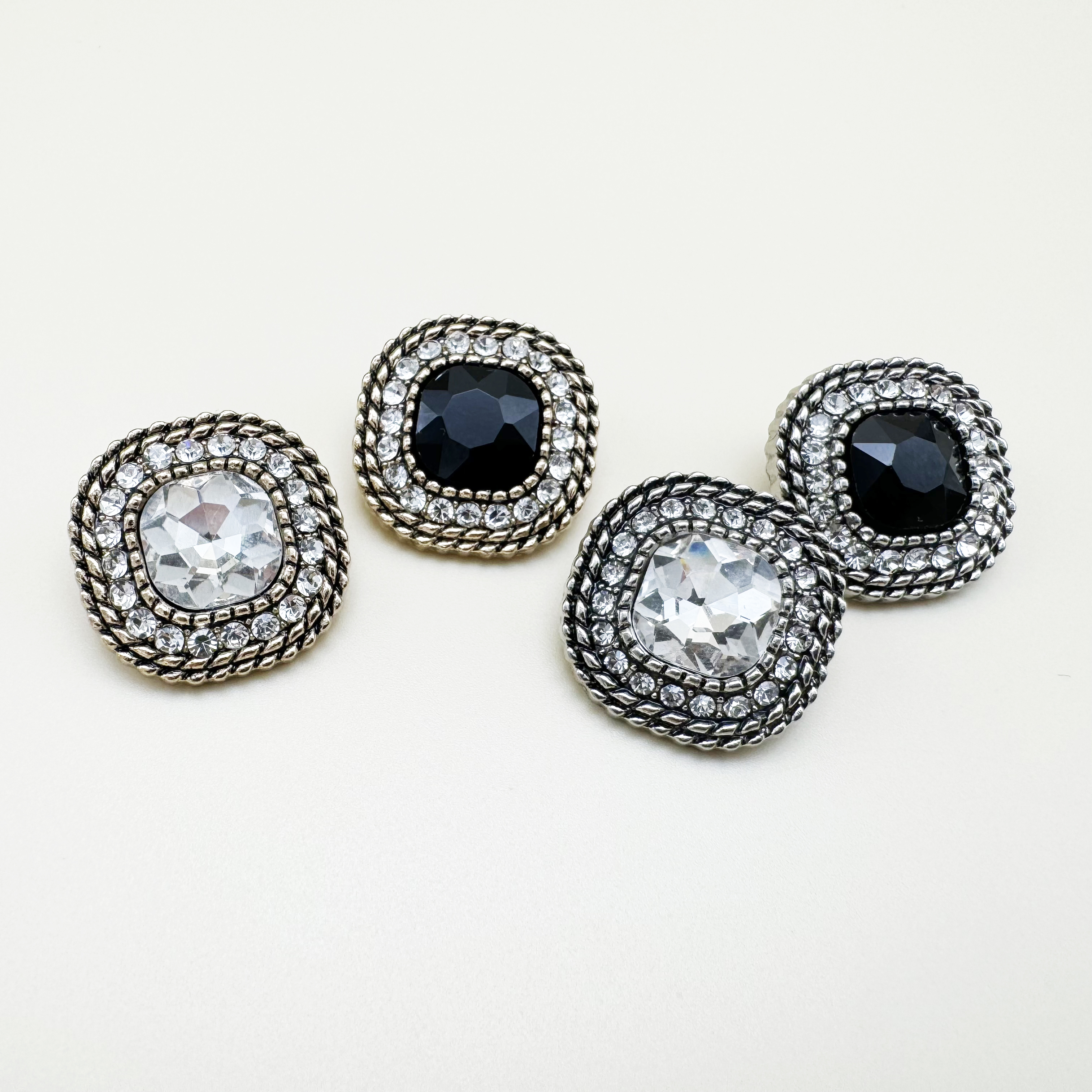 빈티지 큐빅 네모 금속 단추 17mm,21mm,24mm