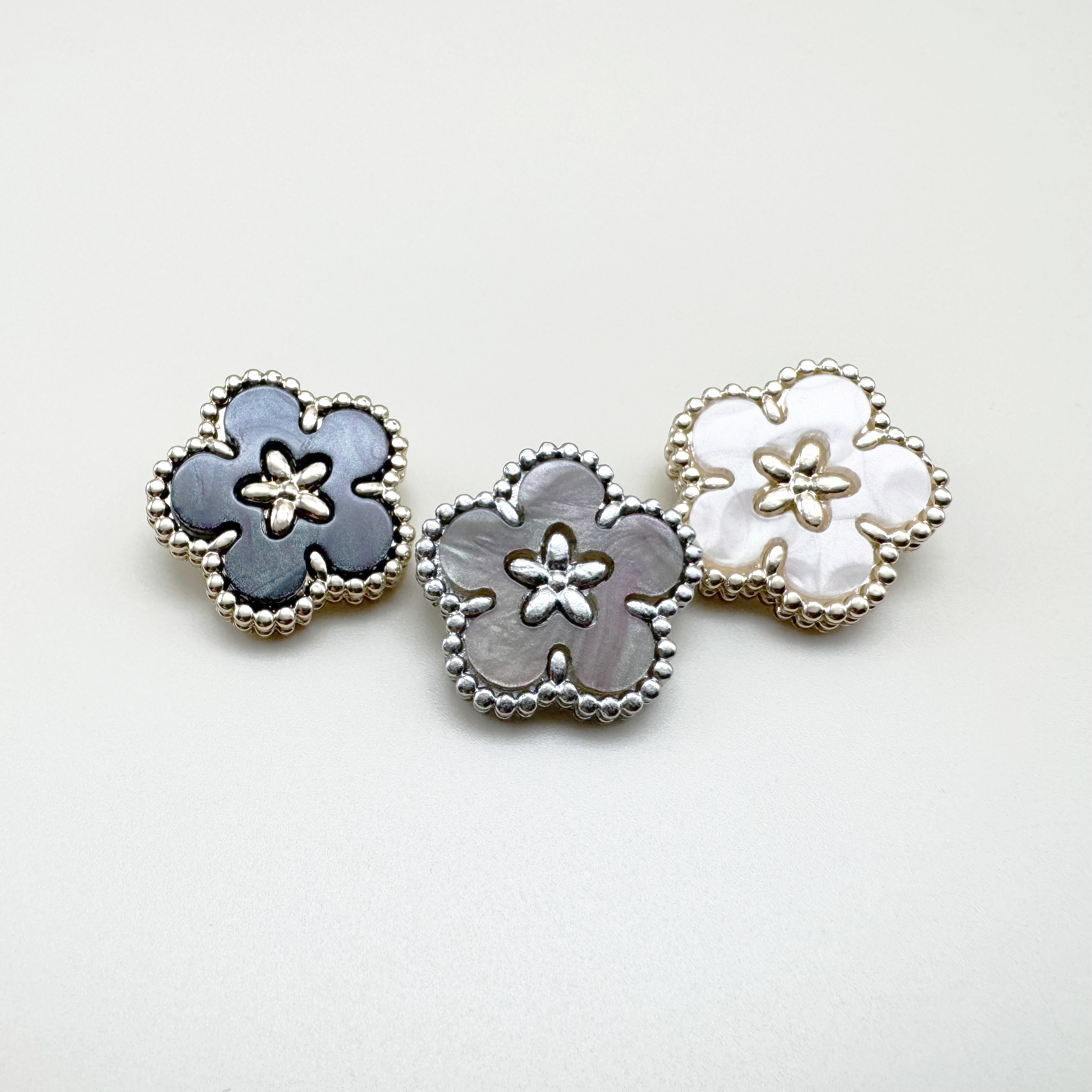 오로라 꽃모양 금속단추 18mm,20mm,22mm