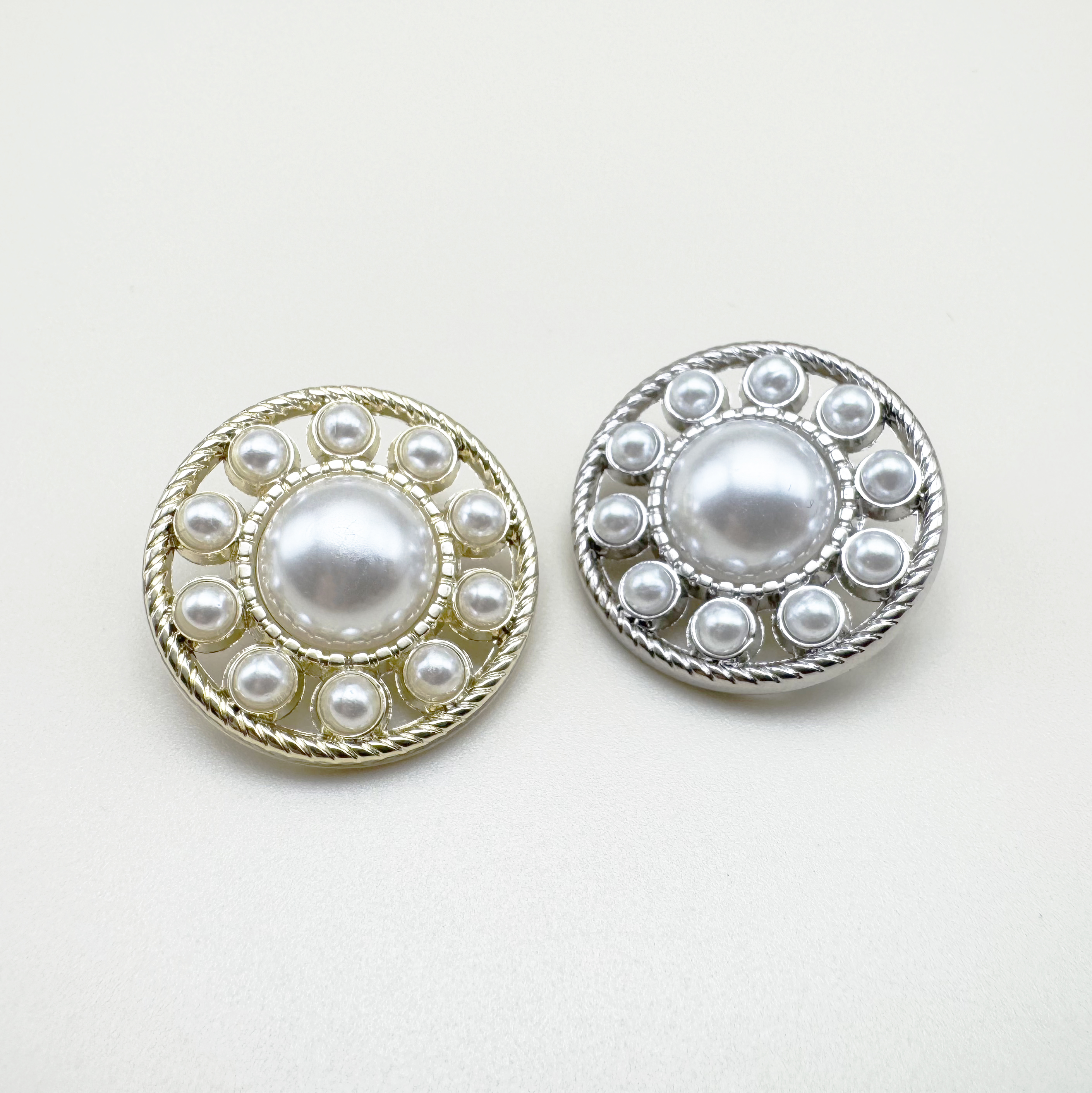 진주 원형 트위드 가디건 금속단추 15mm,18mm,22mm