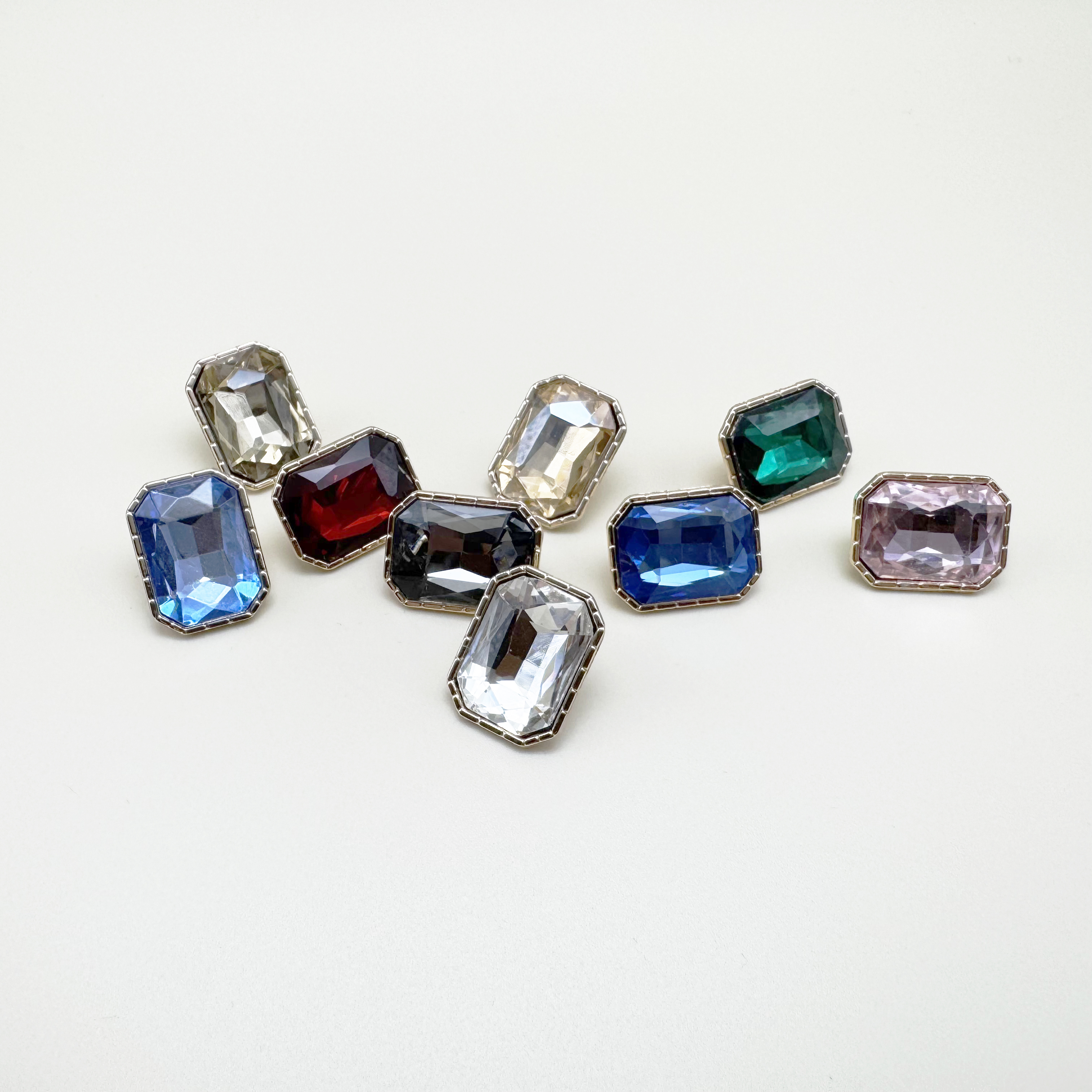 사각 큐빅 네모 스톤 금속단추 12mm,16mm,20mm