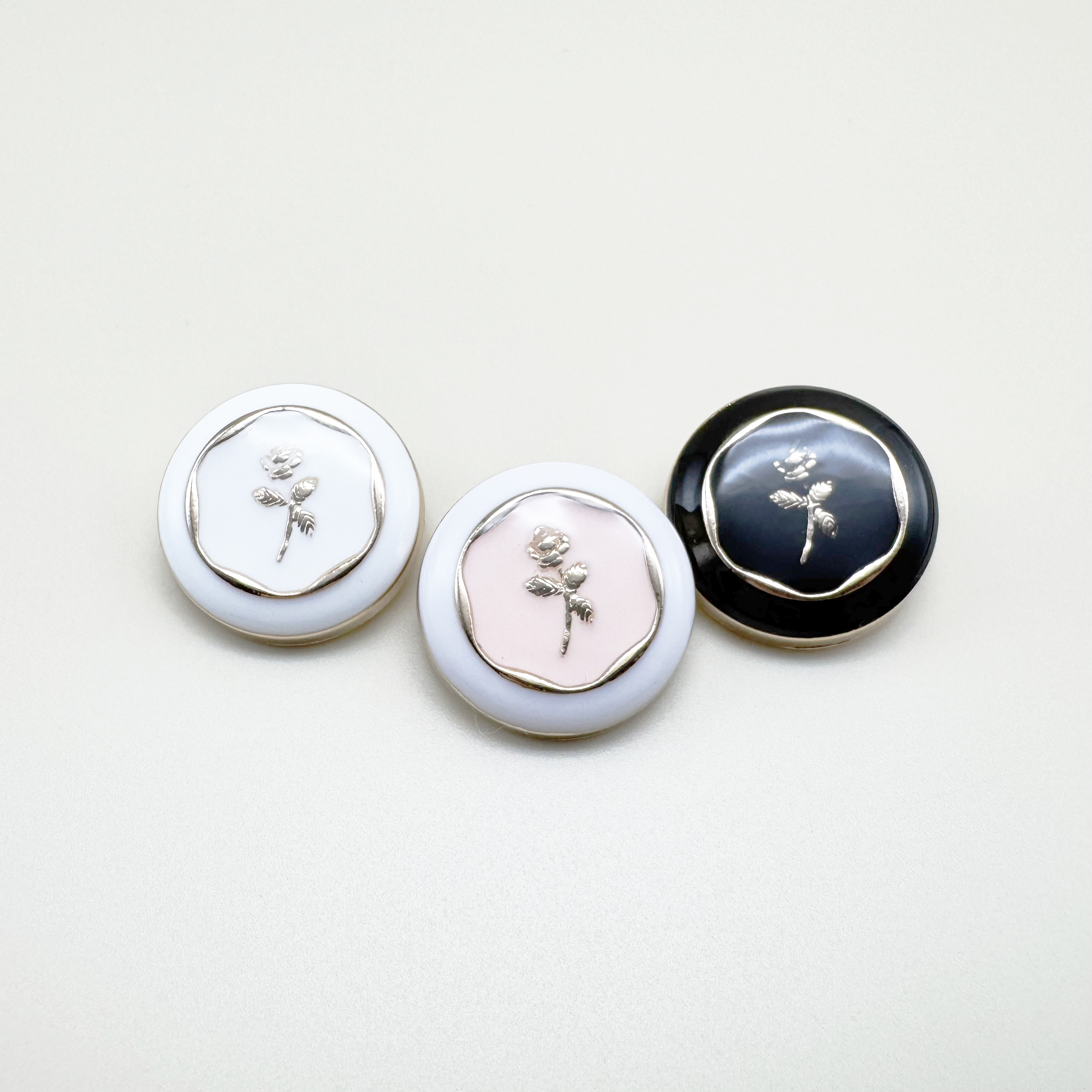 배색 장미 원형 미니 금속단추 12mm,18mm,23mm