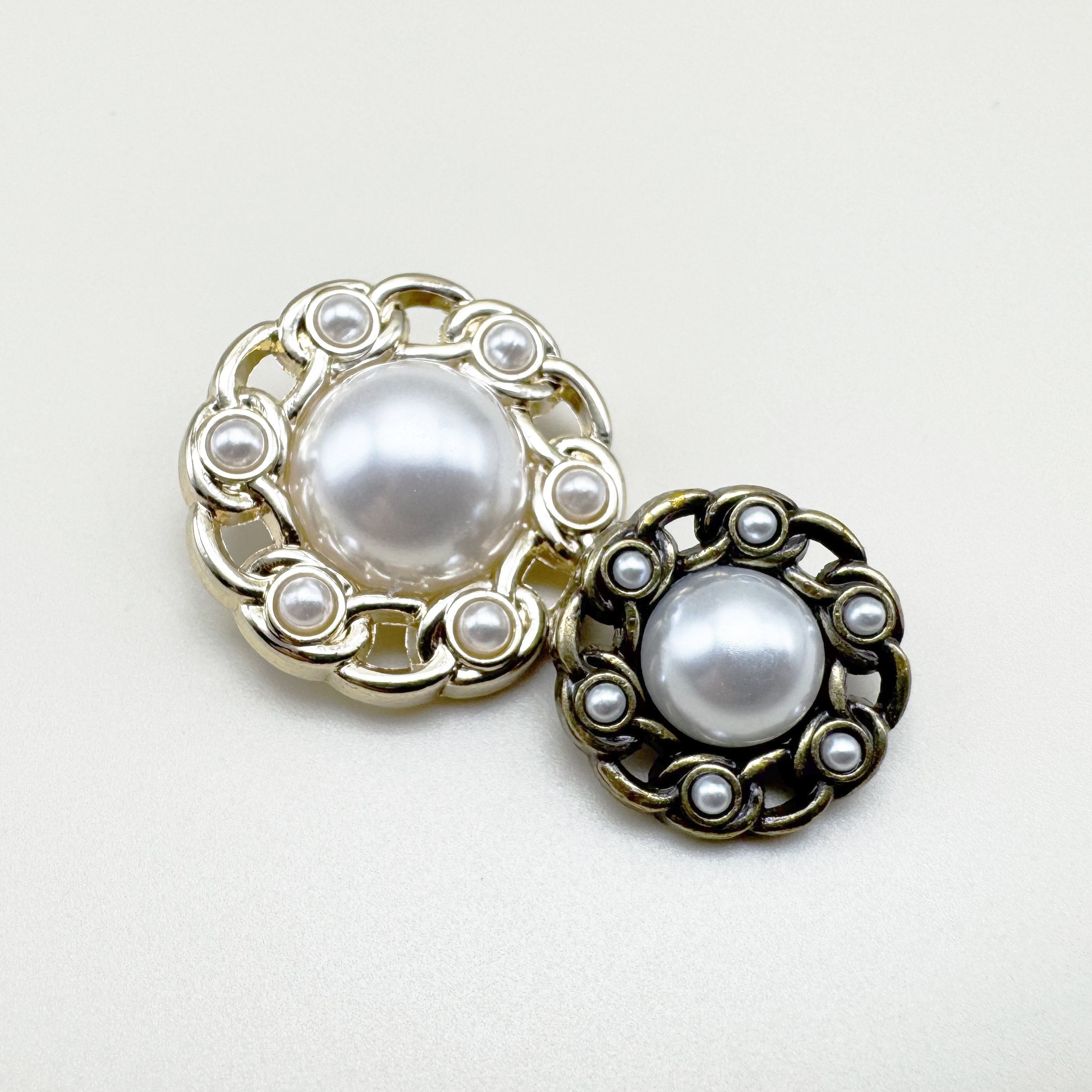 진주 빈티지 체인 엔틱 금속단추 18mm,20mm,23mm,25mm