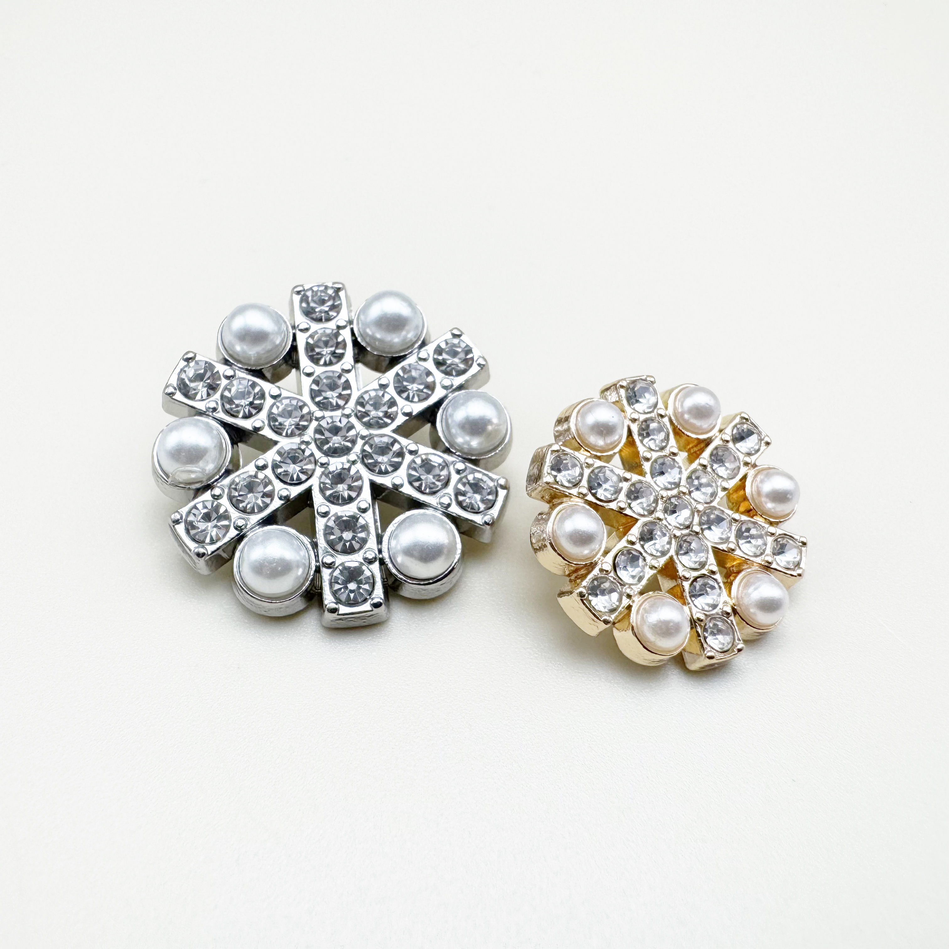 스노우 진주 큐빅 금속단추 18mm,23mm