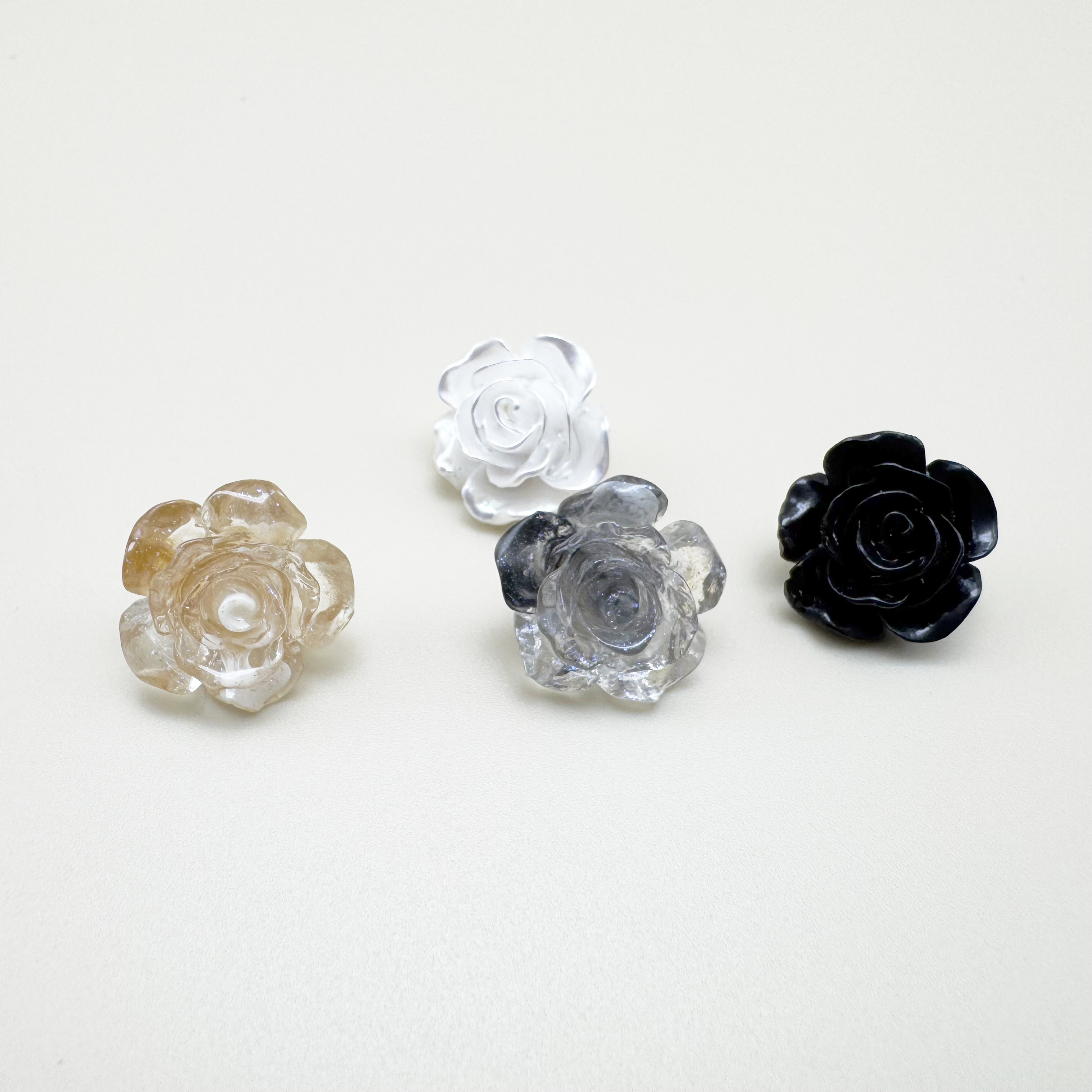여리 샤인 오로라 장미꽃 레진단추 12mm,14mm