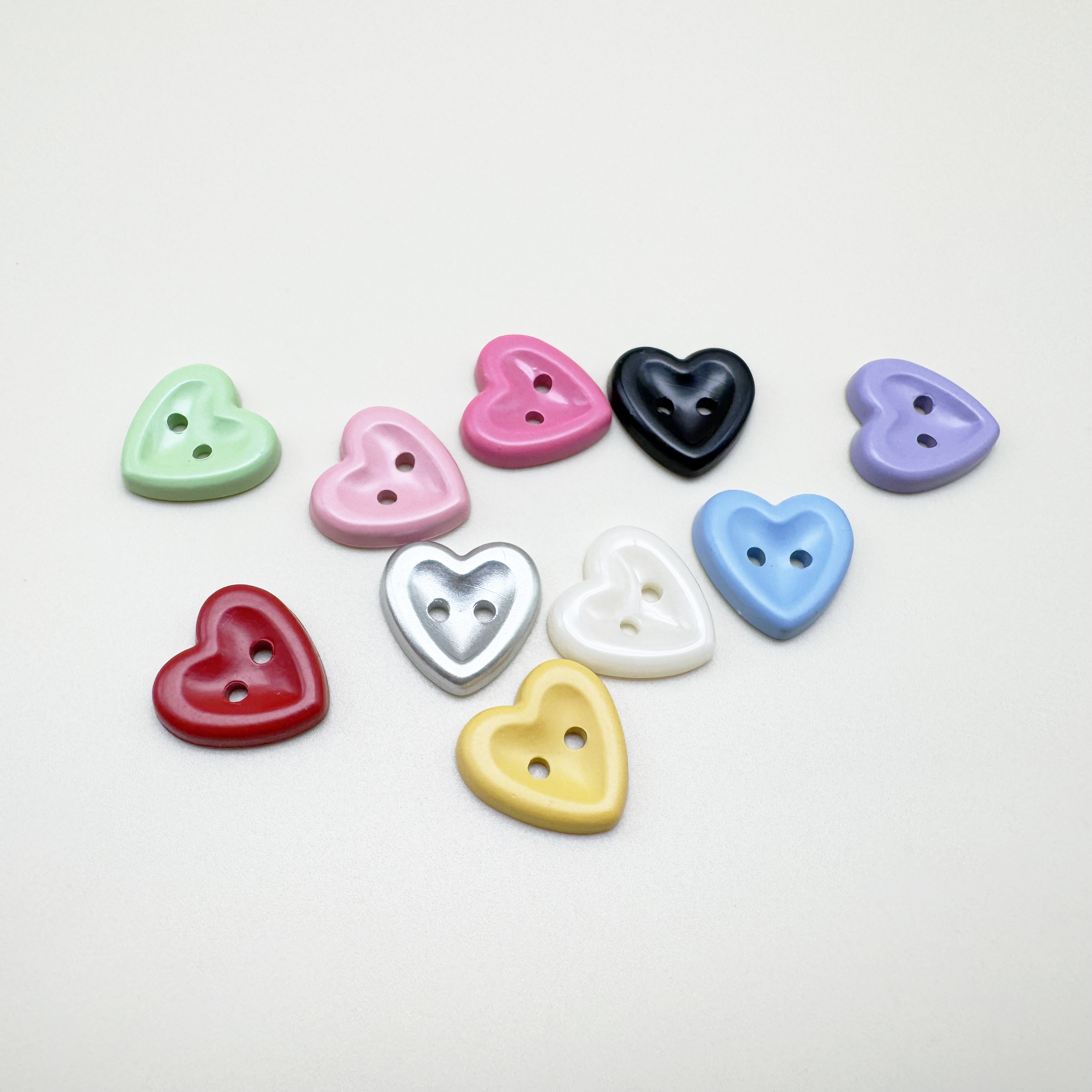 미니 하트 2구 레진단추 12mm,15mm(2개입)
