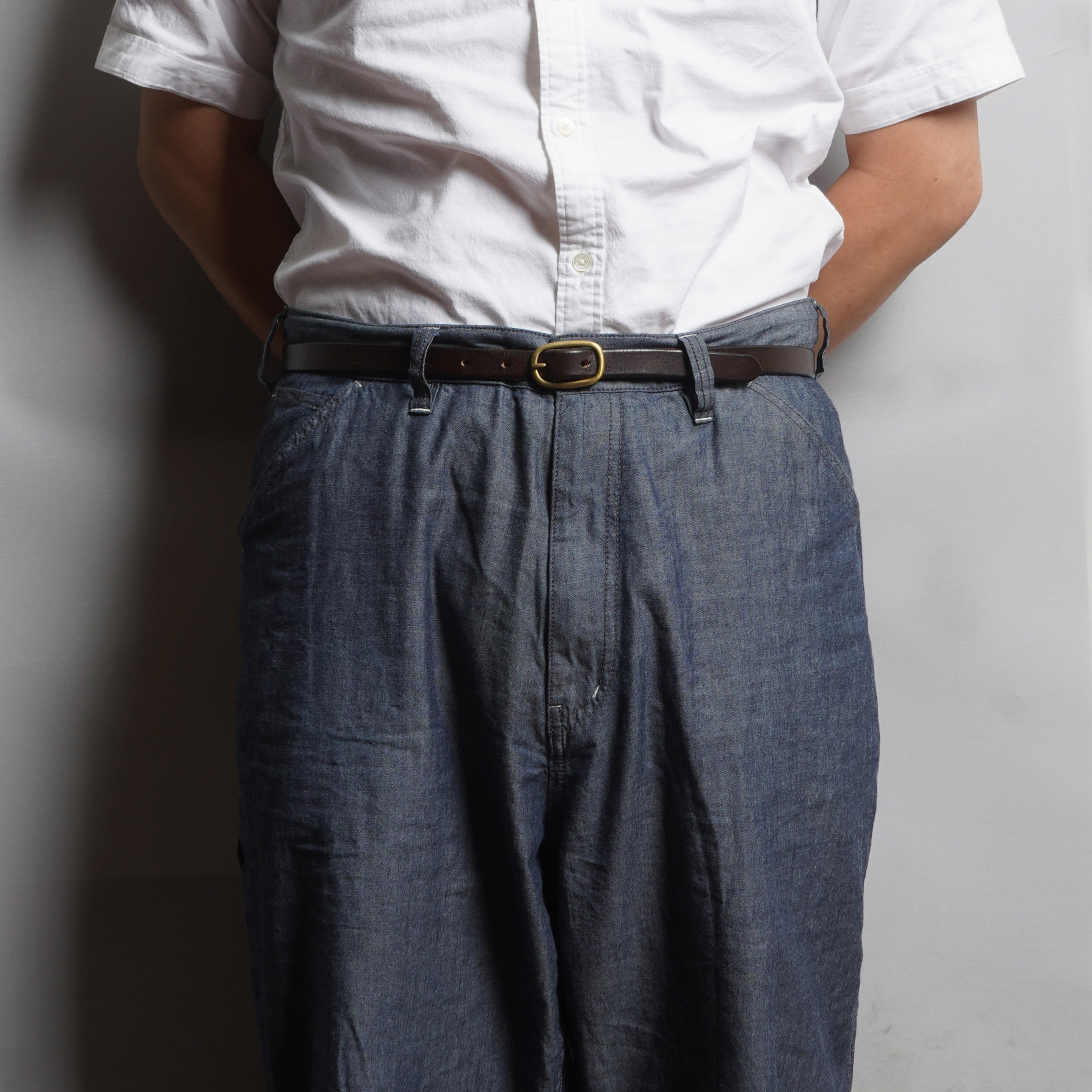 [맥시멈 헨리] MAXIMUM HENRY - Very Slim Oval Belt - Dark Brown/Brass
