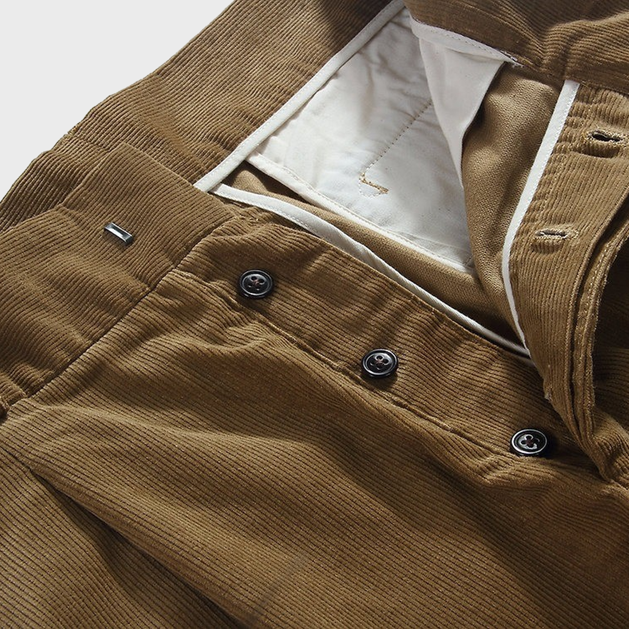 STANDARDTYPES - Side Button Corduroy Trousers Khaki