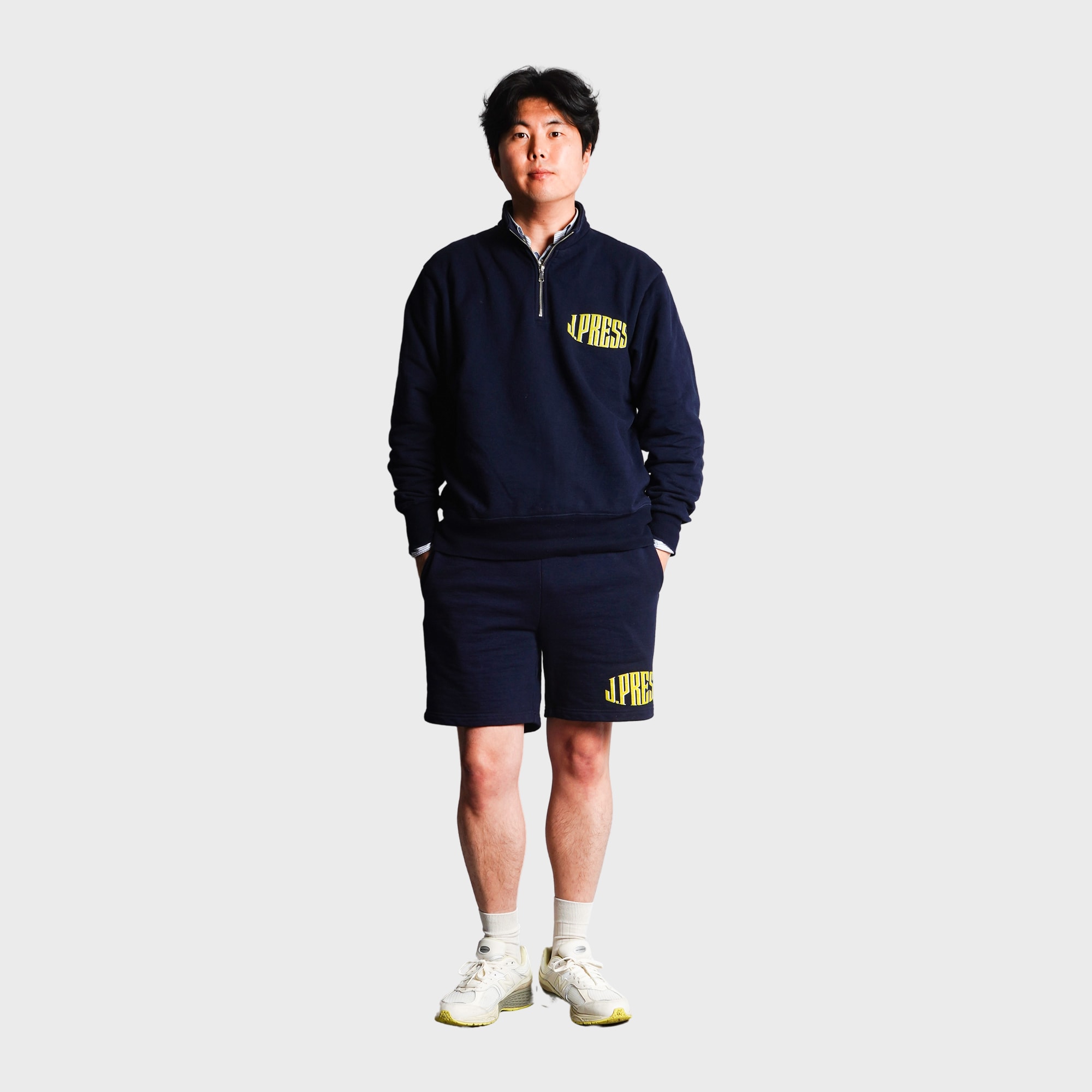 J.PRESS - LOGO-SWEAT SHORTS - Navy