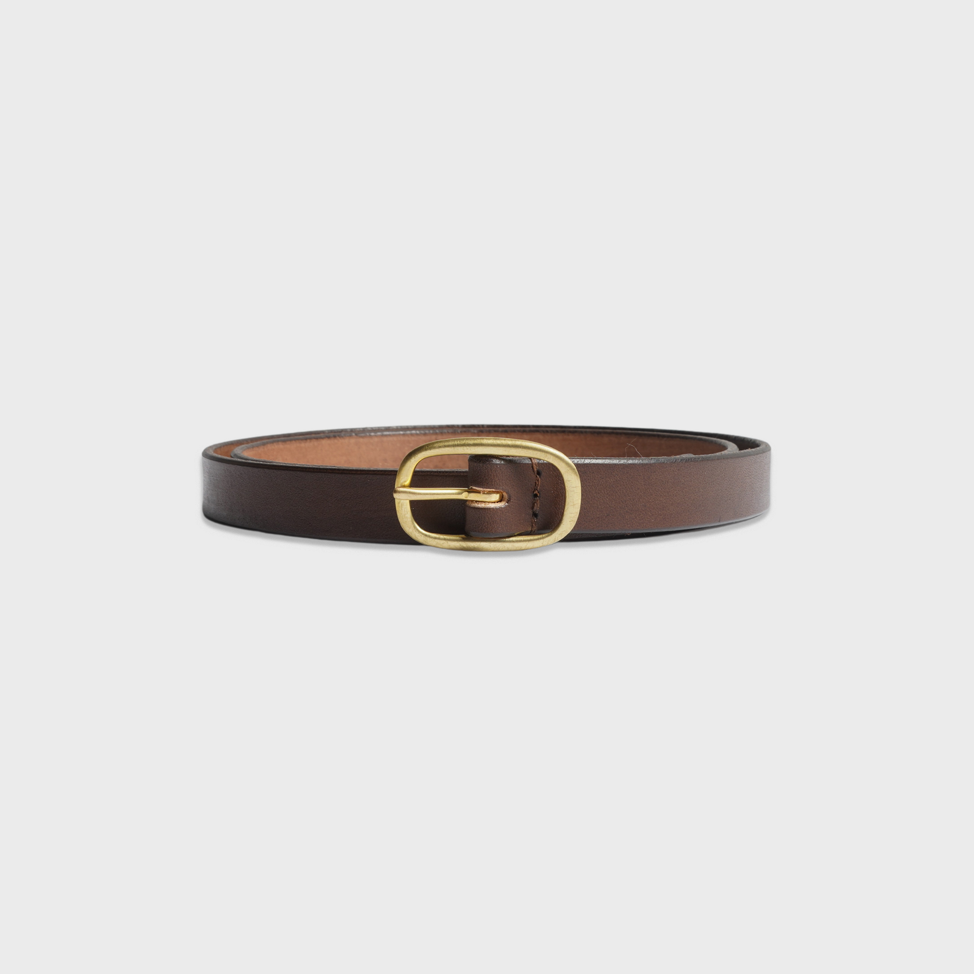 [맥시멈 헨리] MAXIMUM HENRY - Very Slim Oval Belt - Dark Brown/Brass