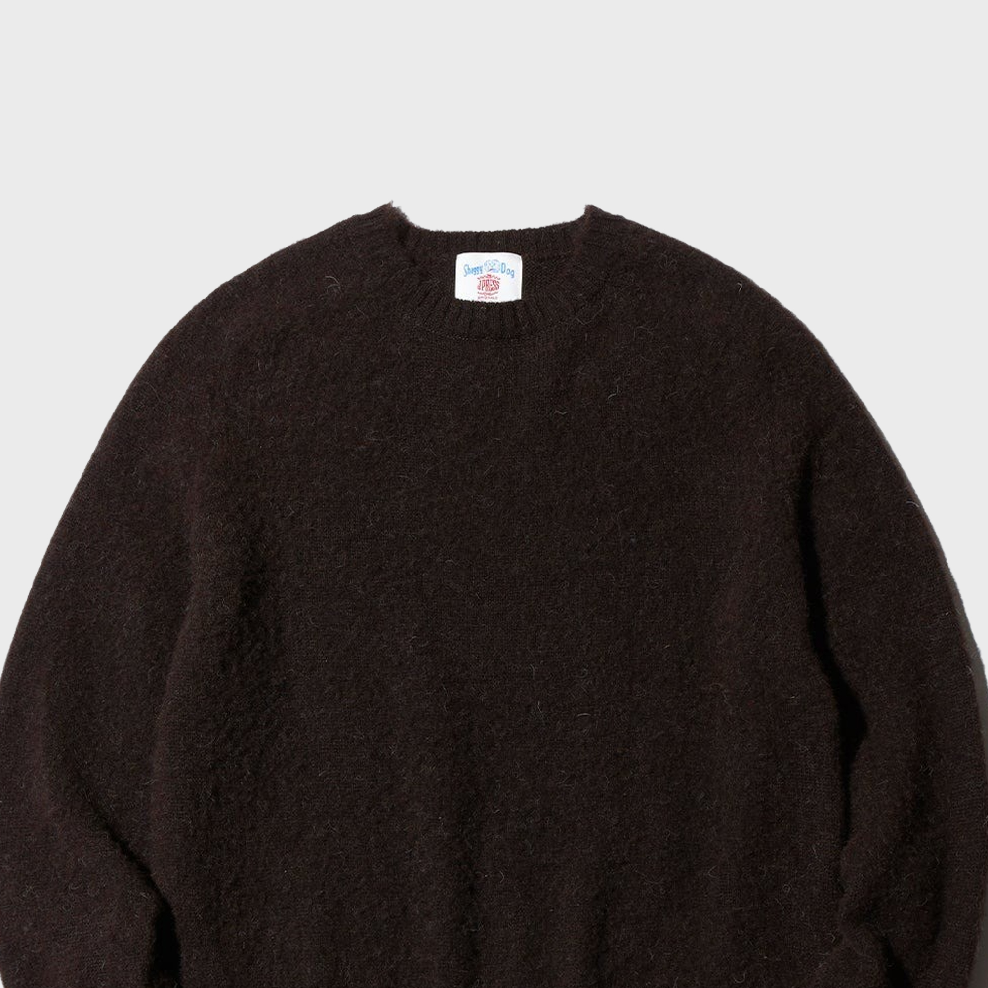 J.PRESS -﻿ ﻿Shaggy Dong Long Sleeves Sadle Crew - Brown