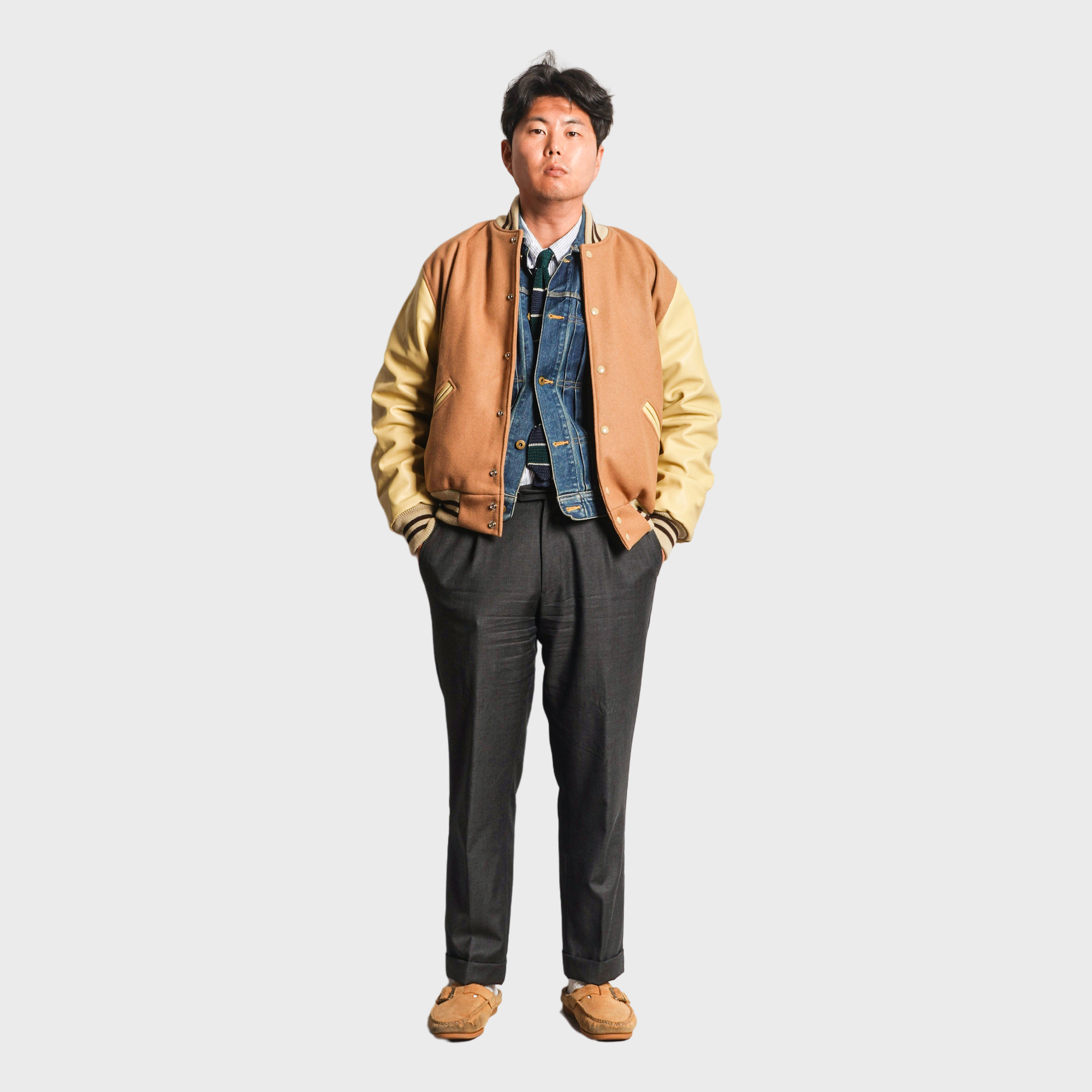 [PREORDER] SETTLEMIER'S JACKETS - S-1 Varsity Beige&Cream