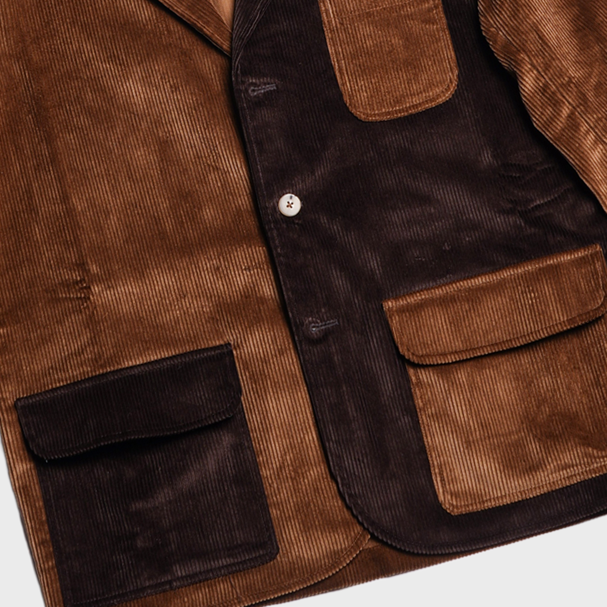 DE BONNE FACTURE - Paneled Balloon Trousers - Brown Wide Wale Corduroy