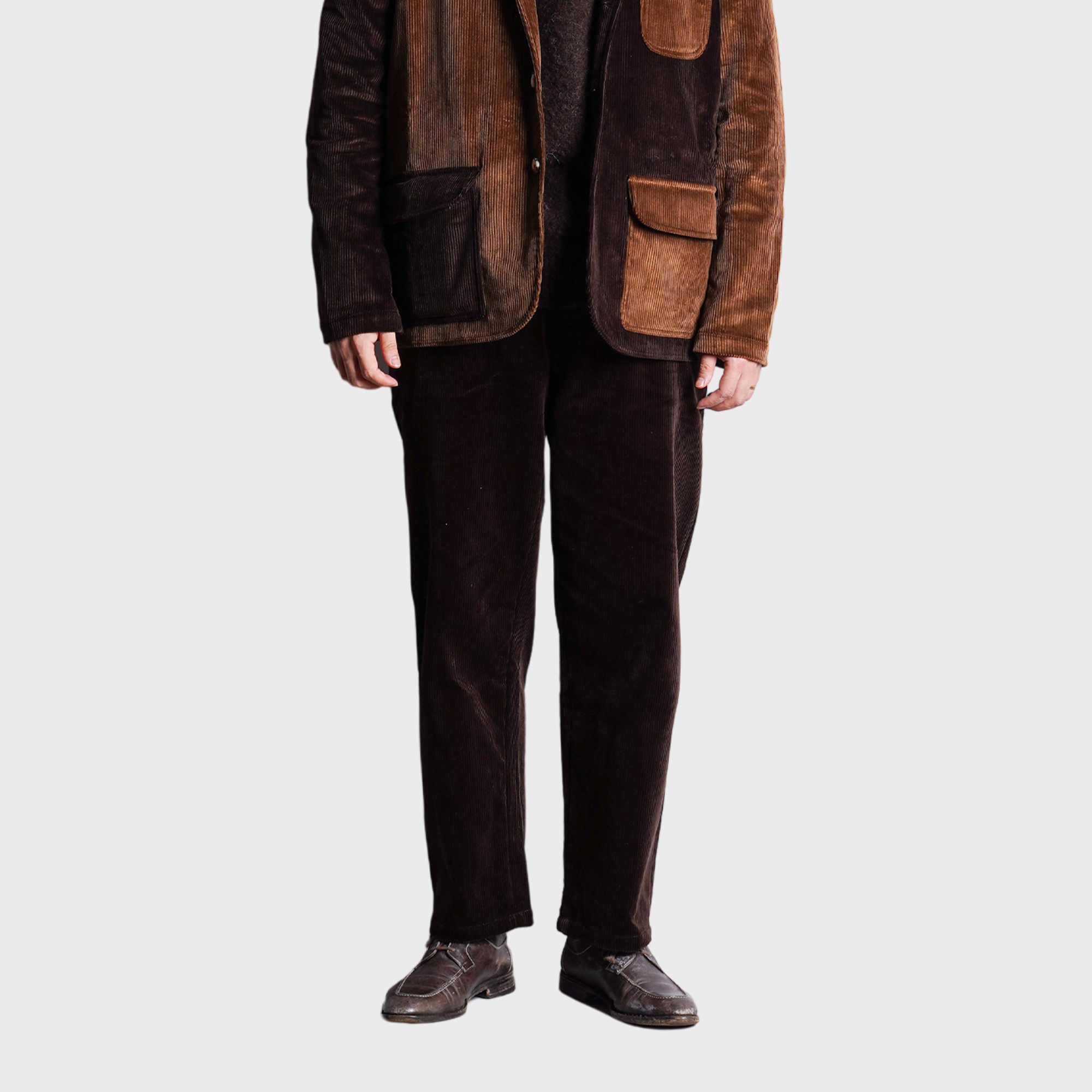 DE BONNE FACTURE - Paneled Balloon Trousers - Brown Wide Wale Corduroy