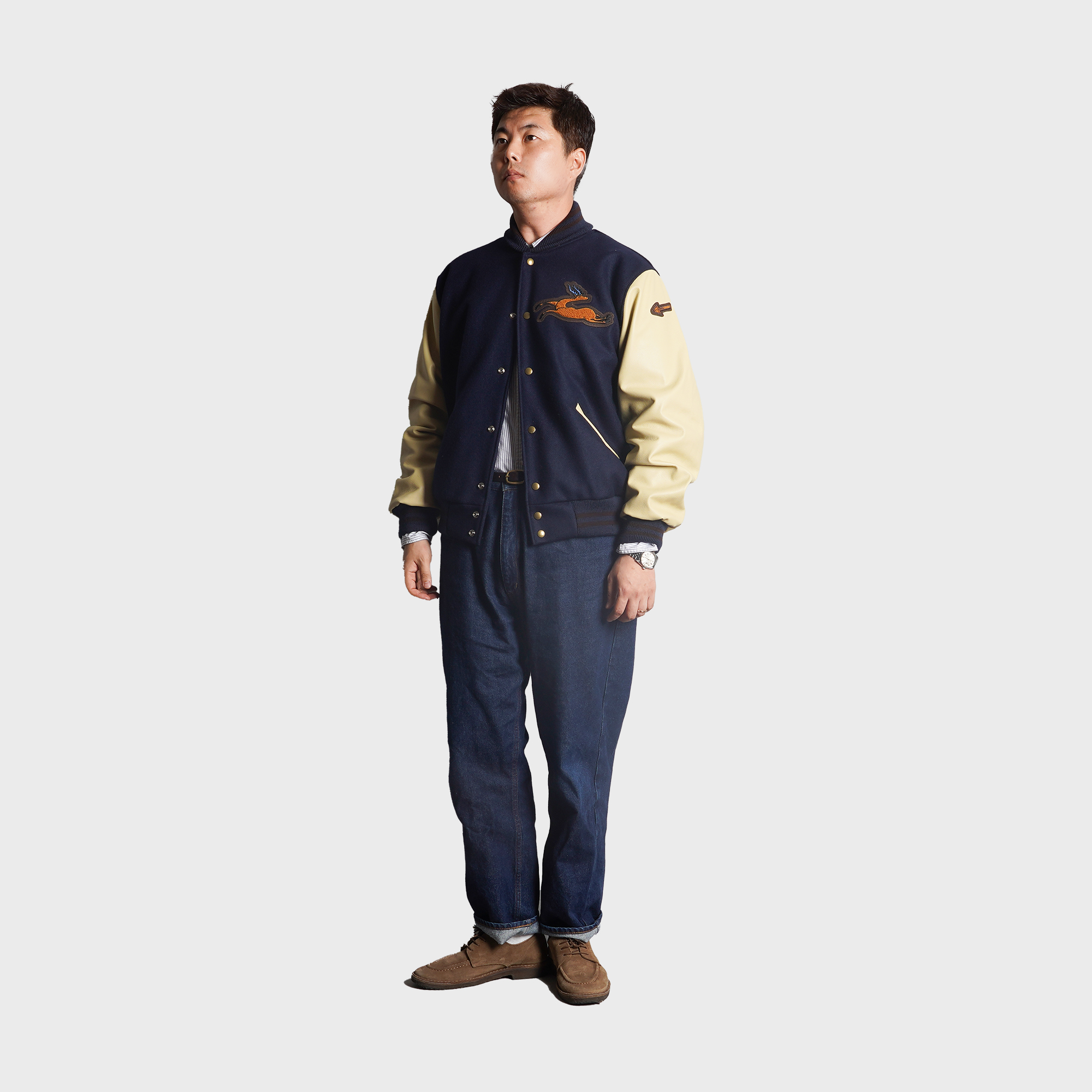 [PREORDER] [Settlemier's X Sonai X 고구려 고분 벽화] SETTLEMIER'S JACKETS - SR-1 Varsity Navy & Bone