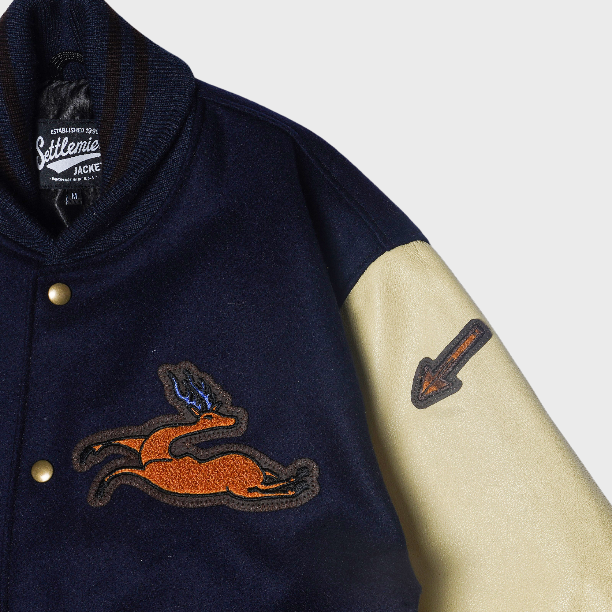 [PREORDER] [Settlemier's X Sonai X 고구려 고분 벽화] SETTLEMIER'S JACKETS - SR-1 Varsity Navy & Bone
